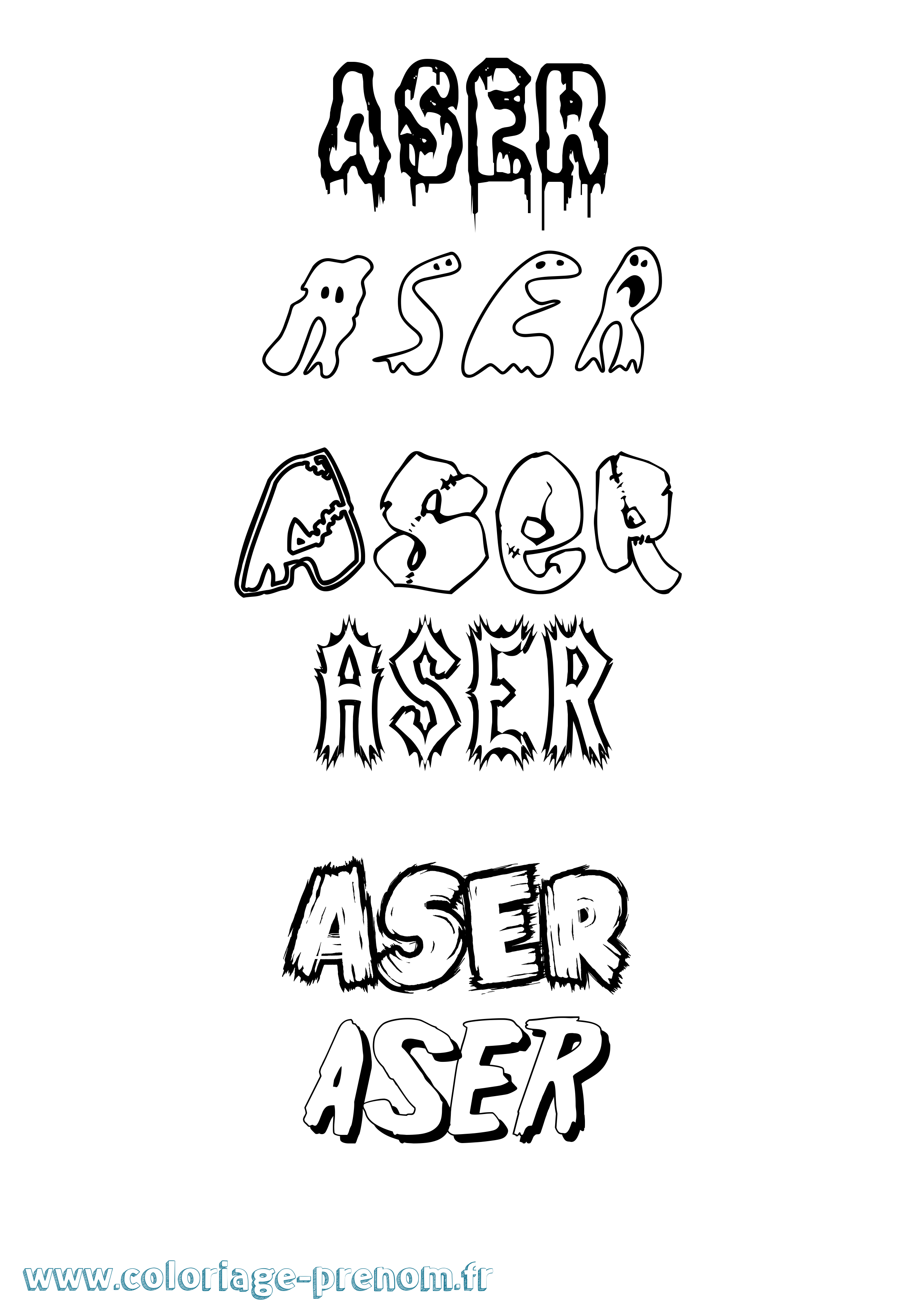 Coloriage Aser Frisson Coloriage prénom Aser Frisson