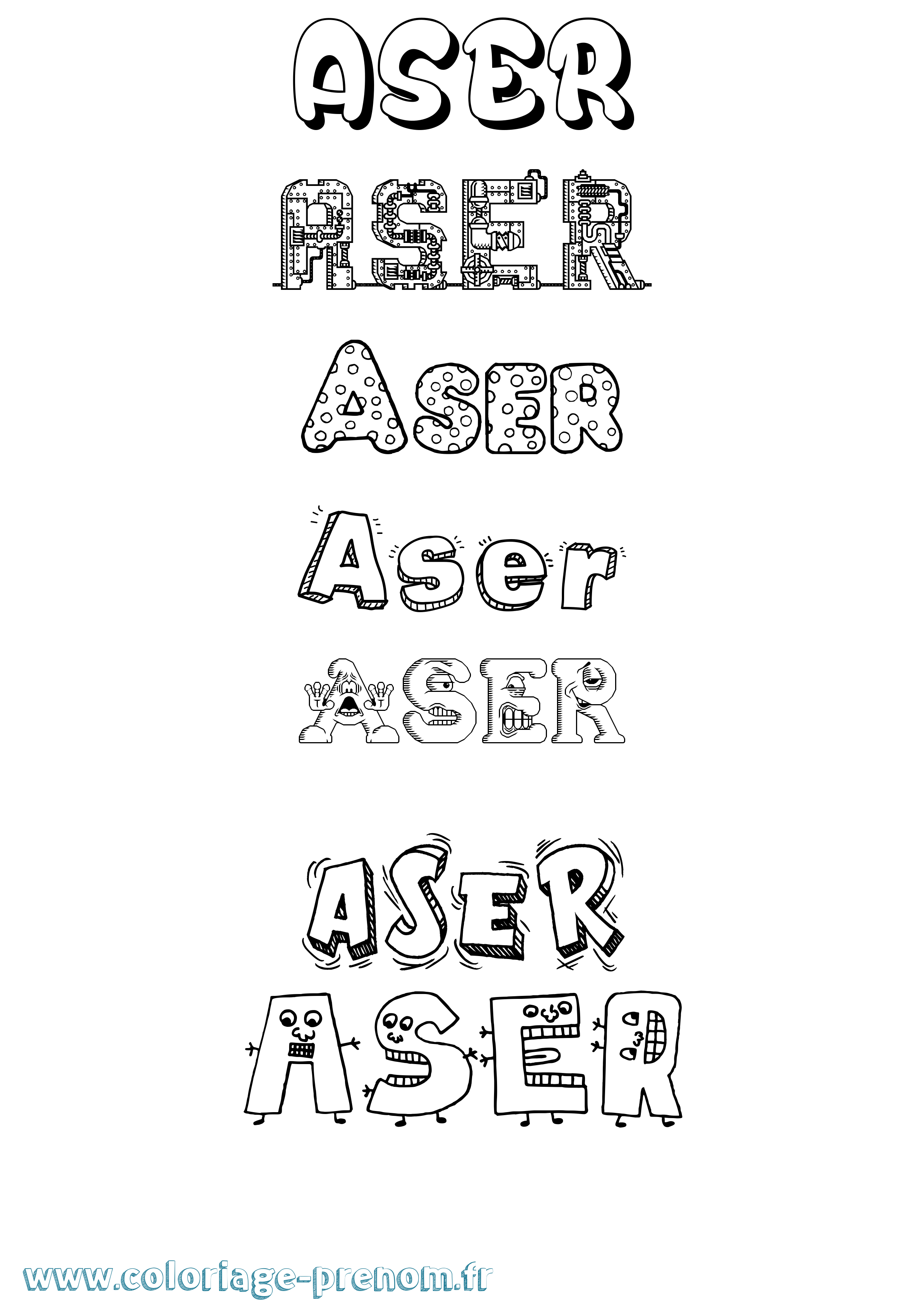 Coloriage Aser Fun Coloriage prénom Aser Fun