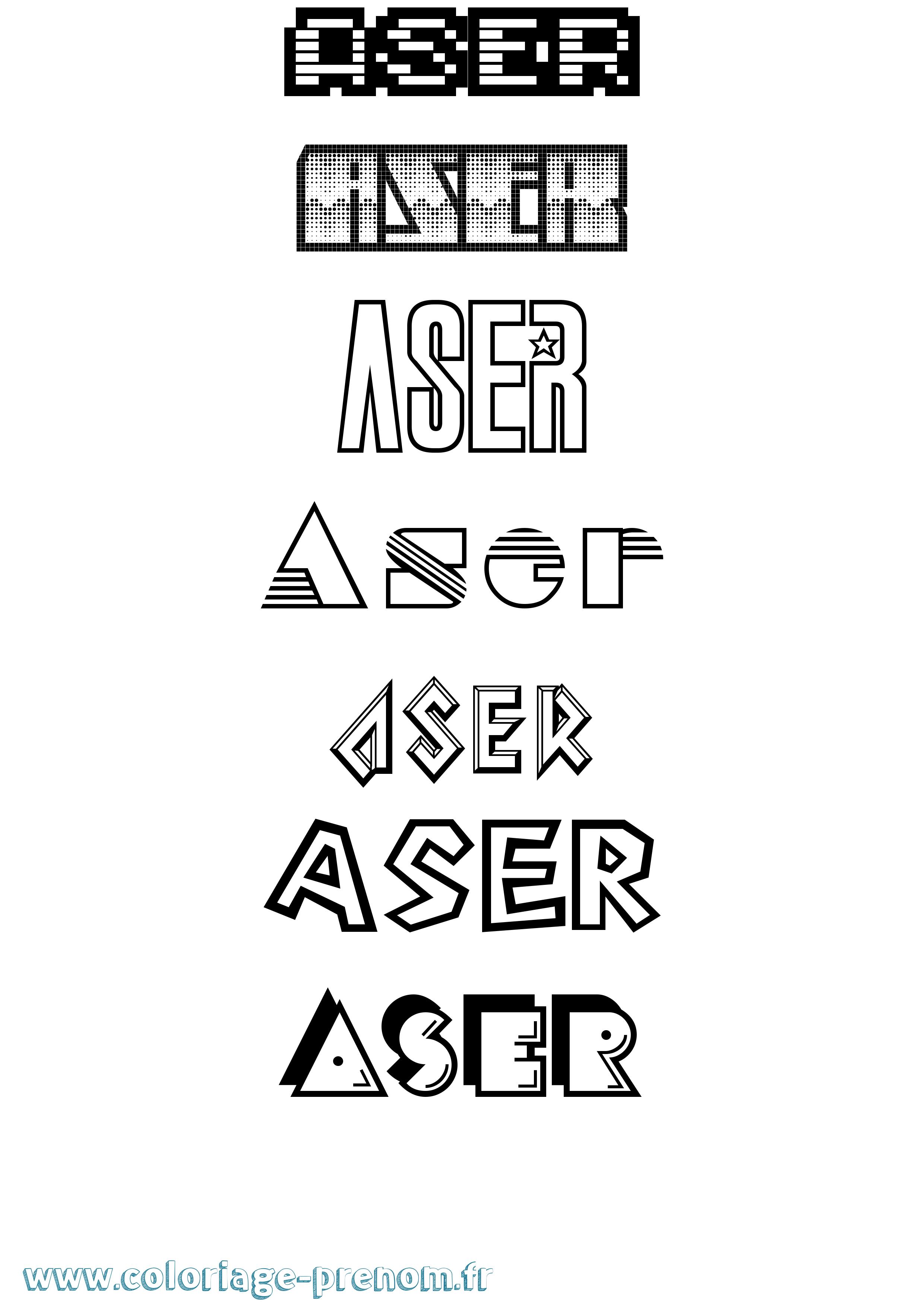Coloriage Aser Jeux Vidéos Coloriage prénom Aser Jeux Vidéos