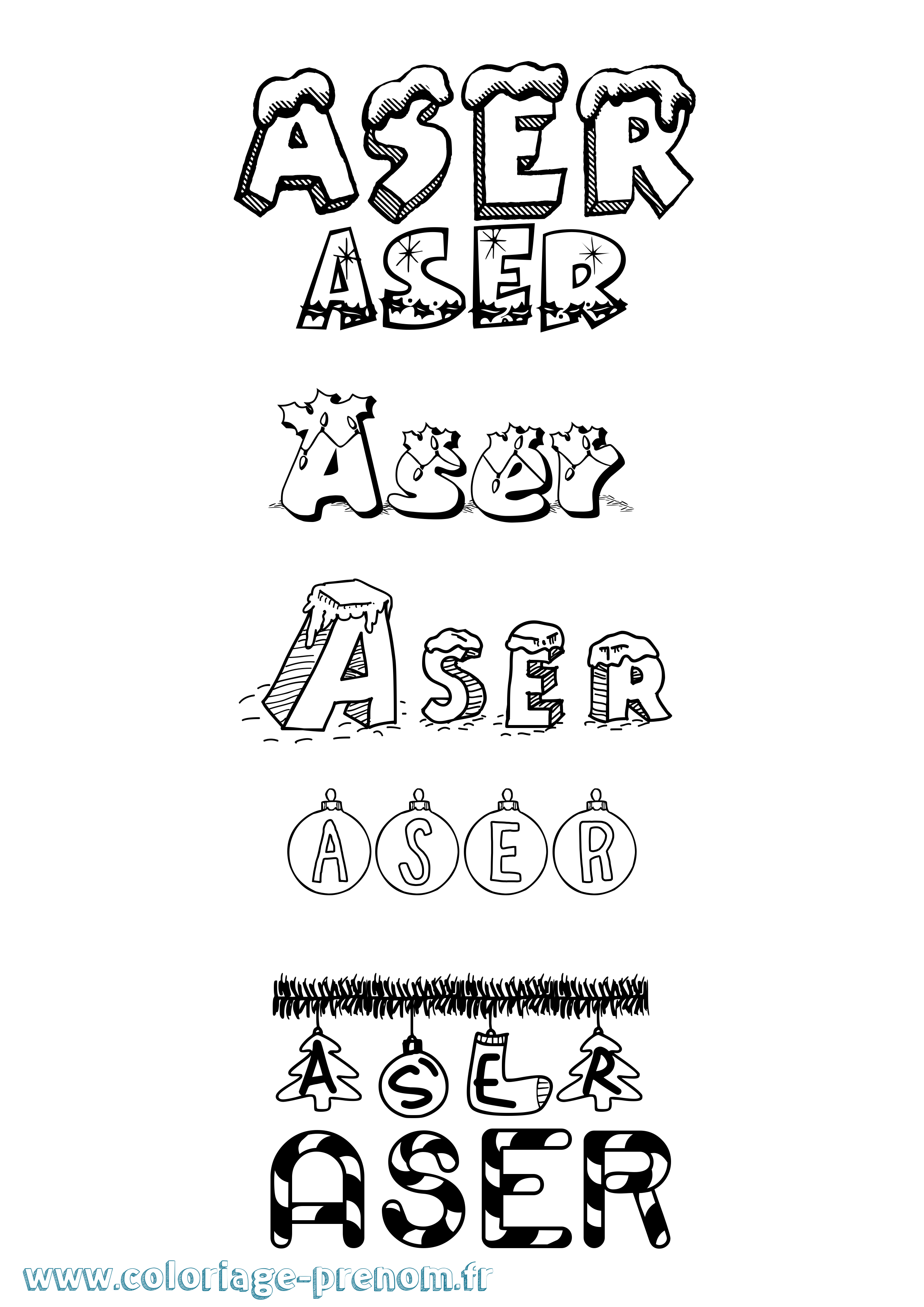 Coloriage Aser Noël Coloriage prénom Aser Noël
