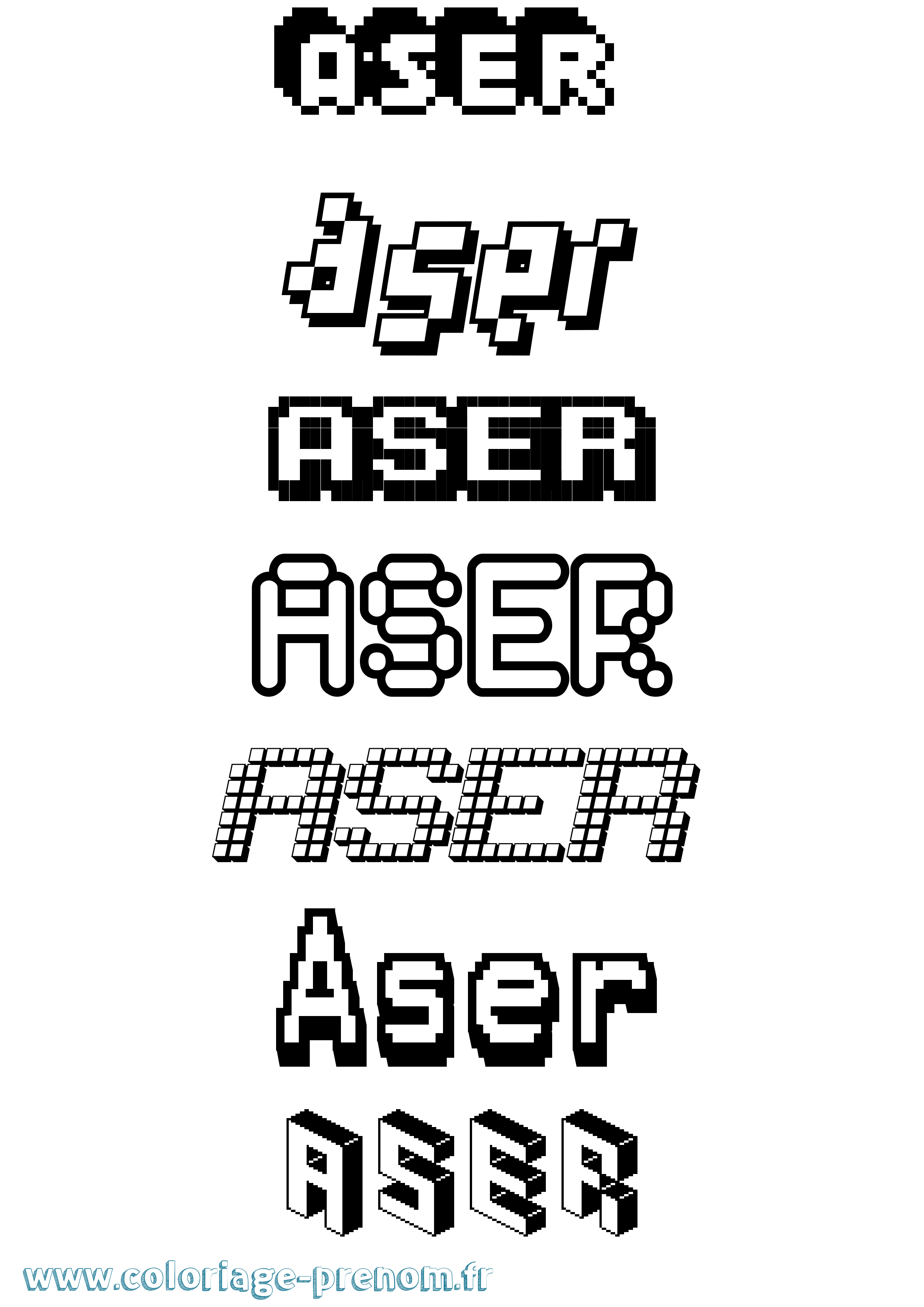 Coloriage Aser Pixel Coloriage prénom Aser Pixel