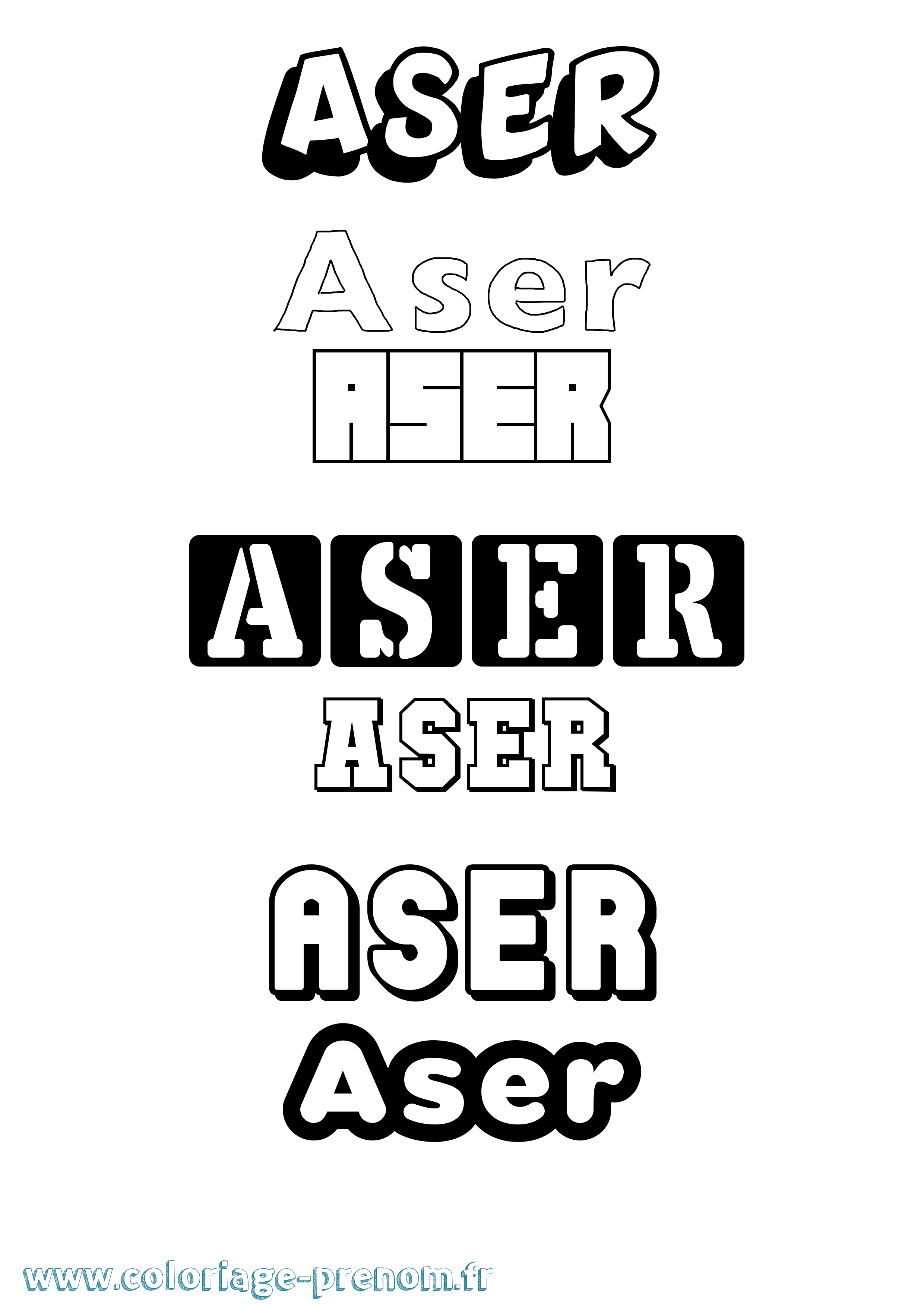Coloriage Aser Simple Coloriage prénom Aser Simple