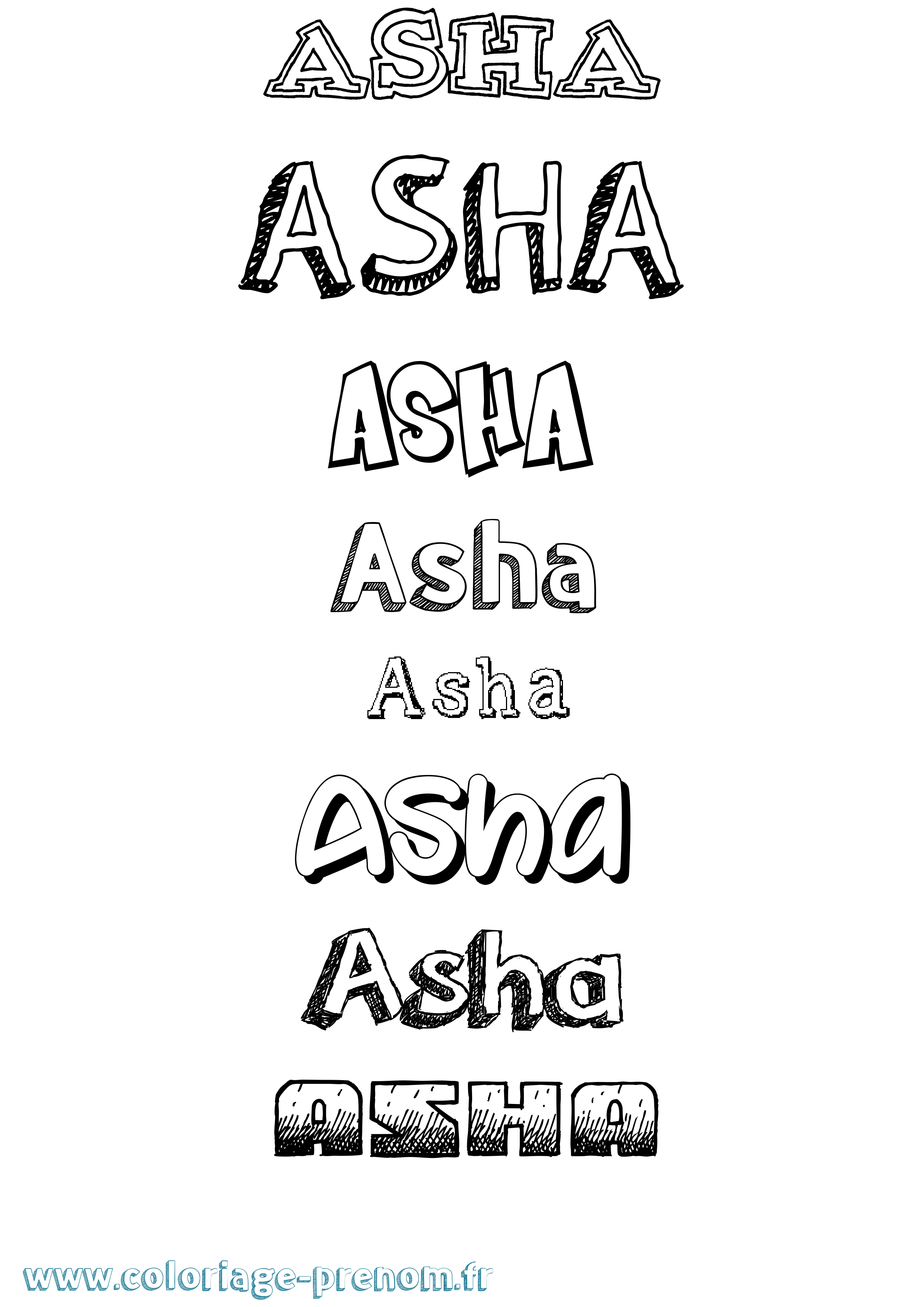 Coloriage prénom Asha Dessiné