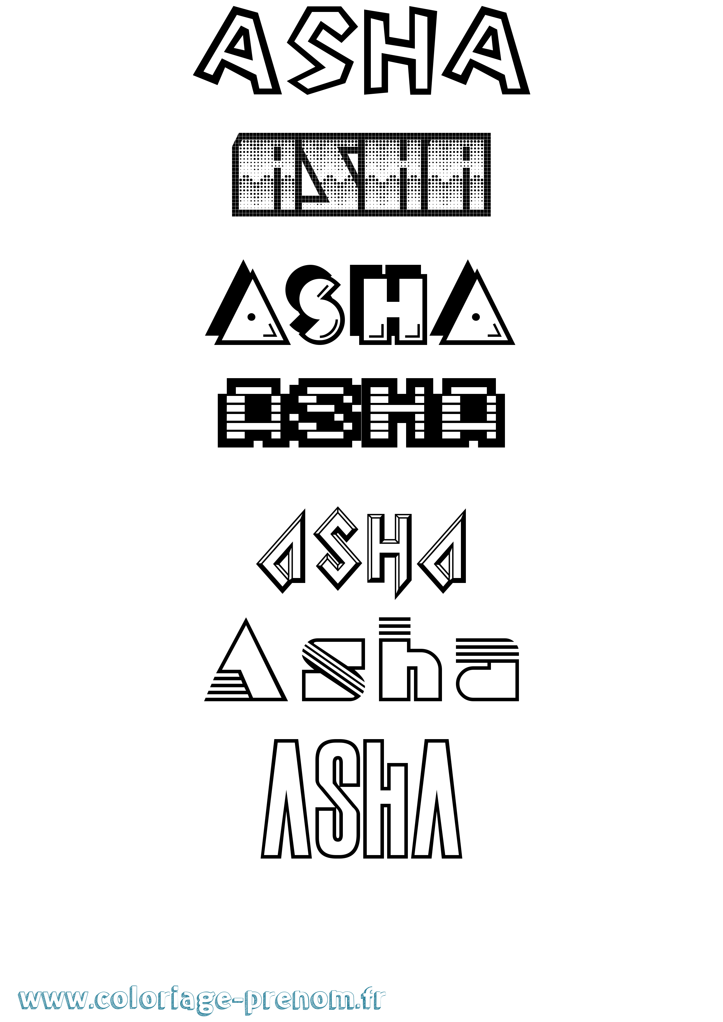 Coloriage prénom Asha Jeux Vidéos