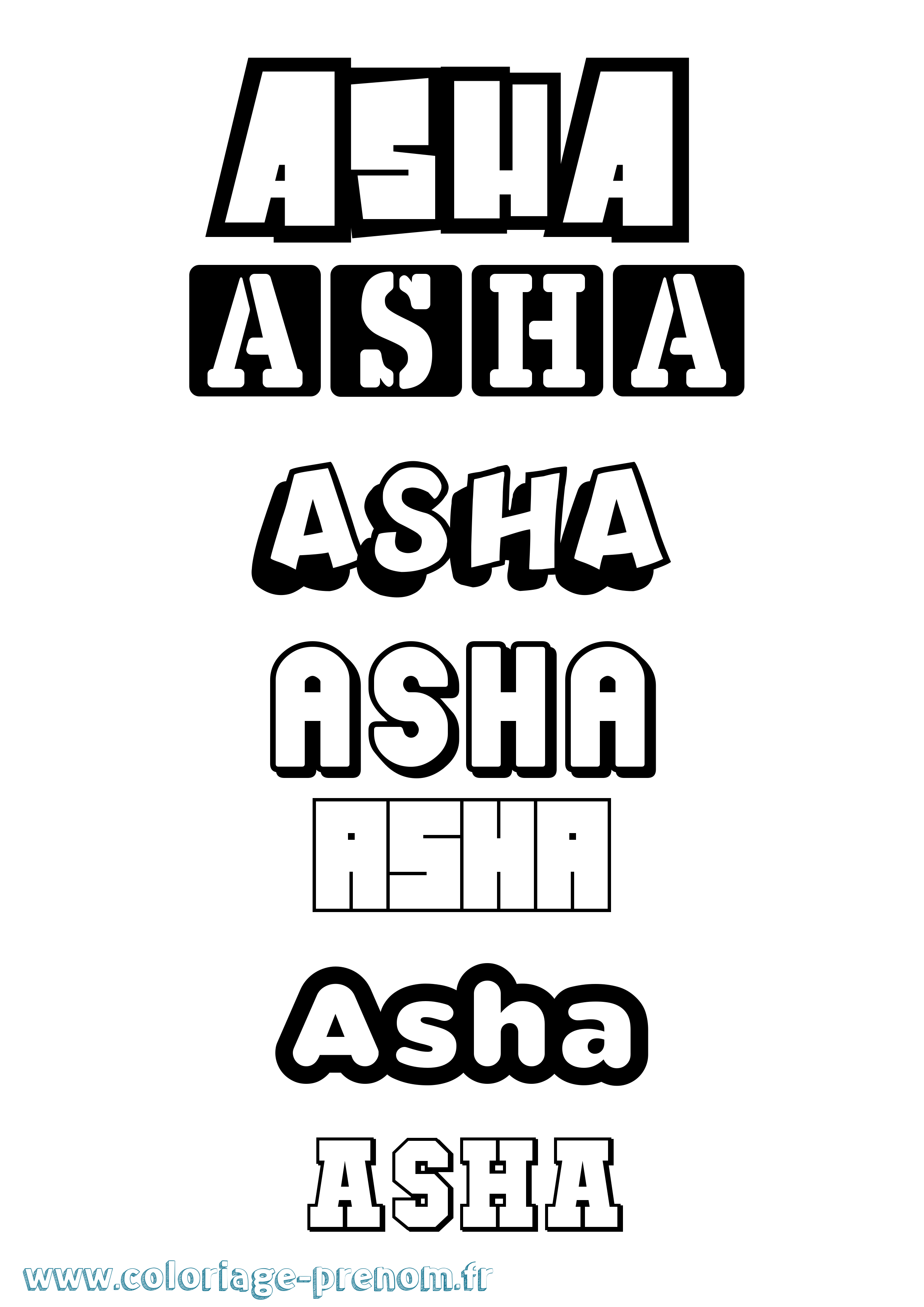 Coloriage prénom Asha Simple