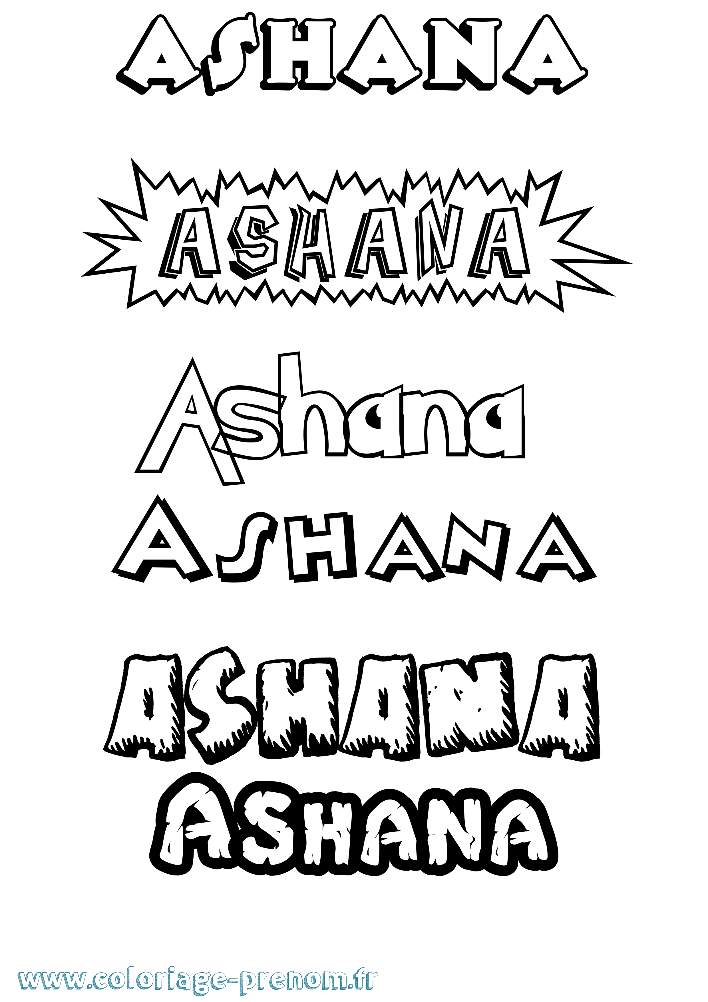 Coloriage prénom Ashana Dessin Animé