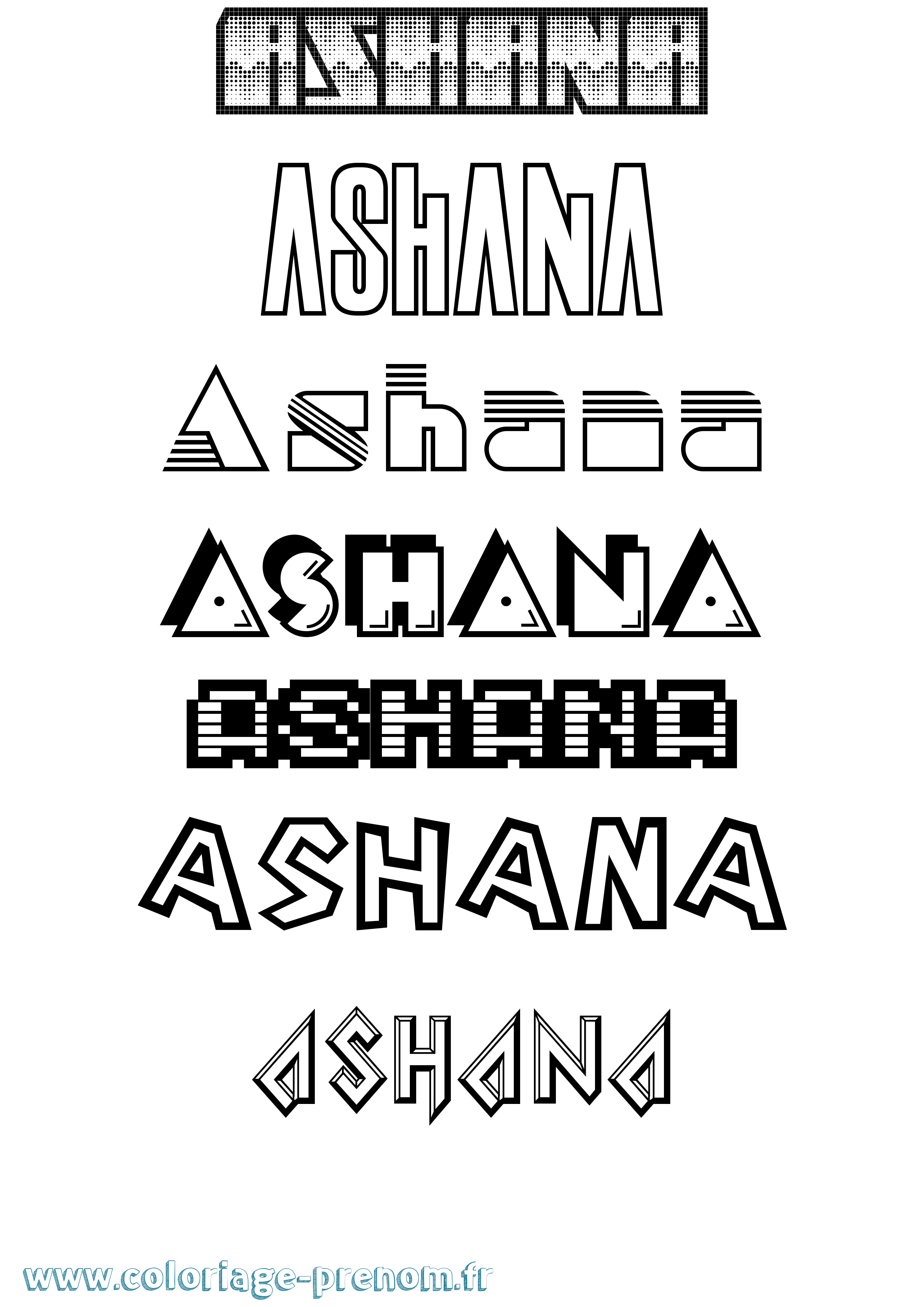 Coloriage prénom Ashana Jeux Vidéos