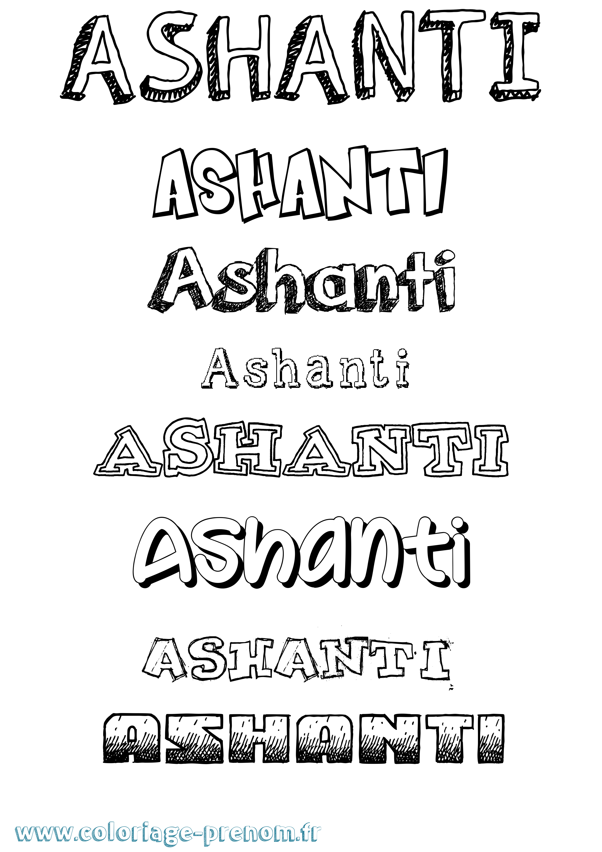 Coloriage prénom Ashanti Dessiné