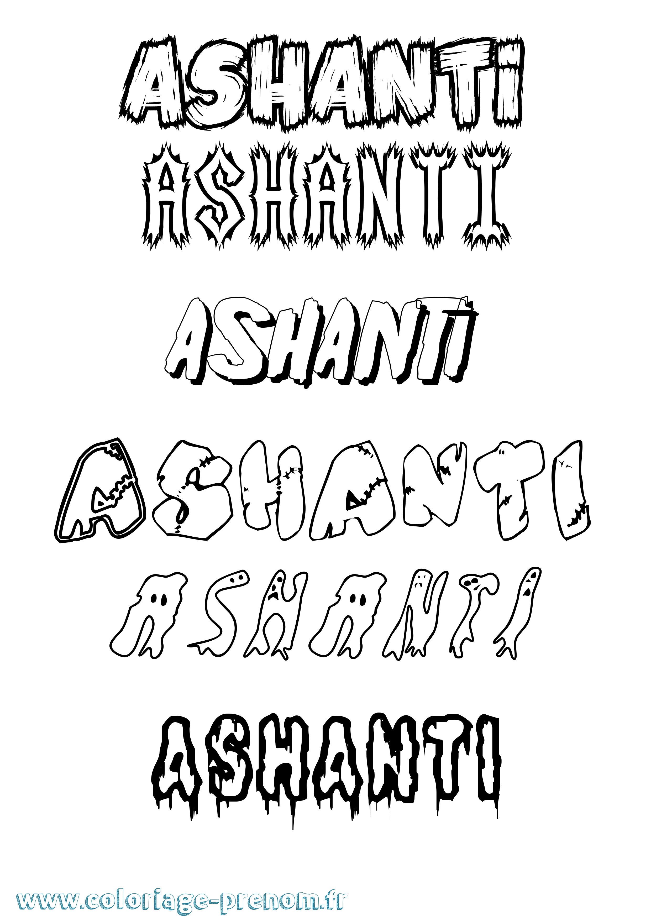 Coloriage prénom Ashanti Frisson