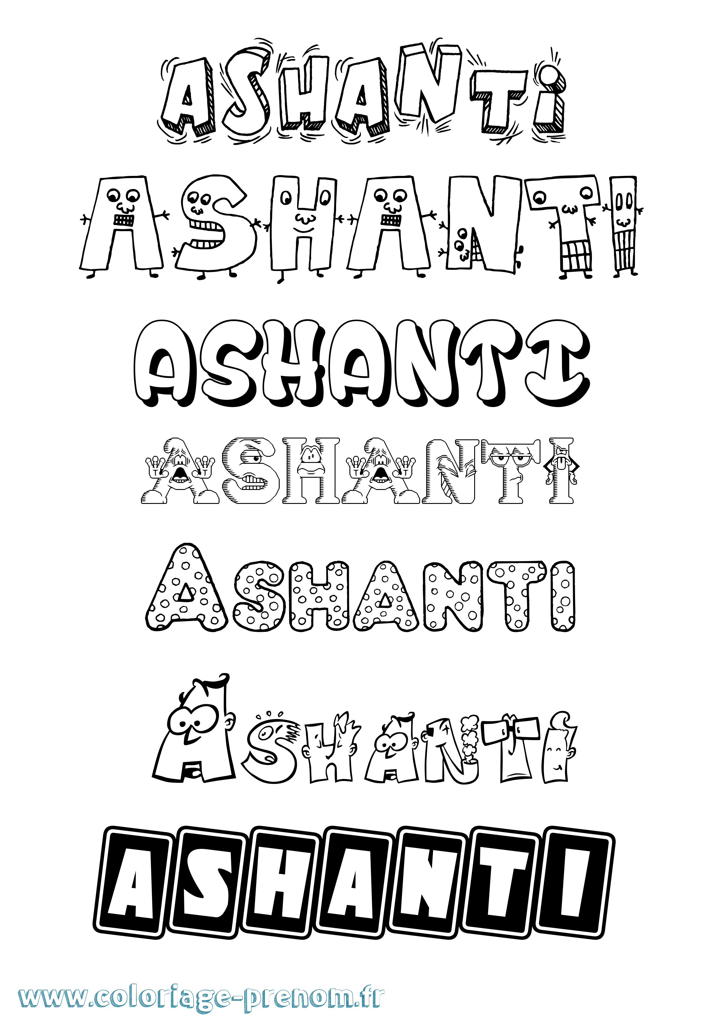 Coloriage prénom Ashanti Fun