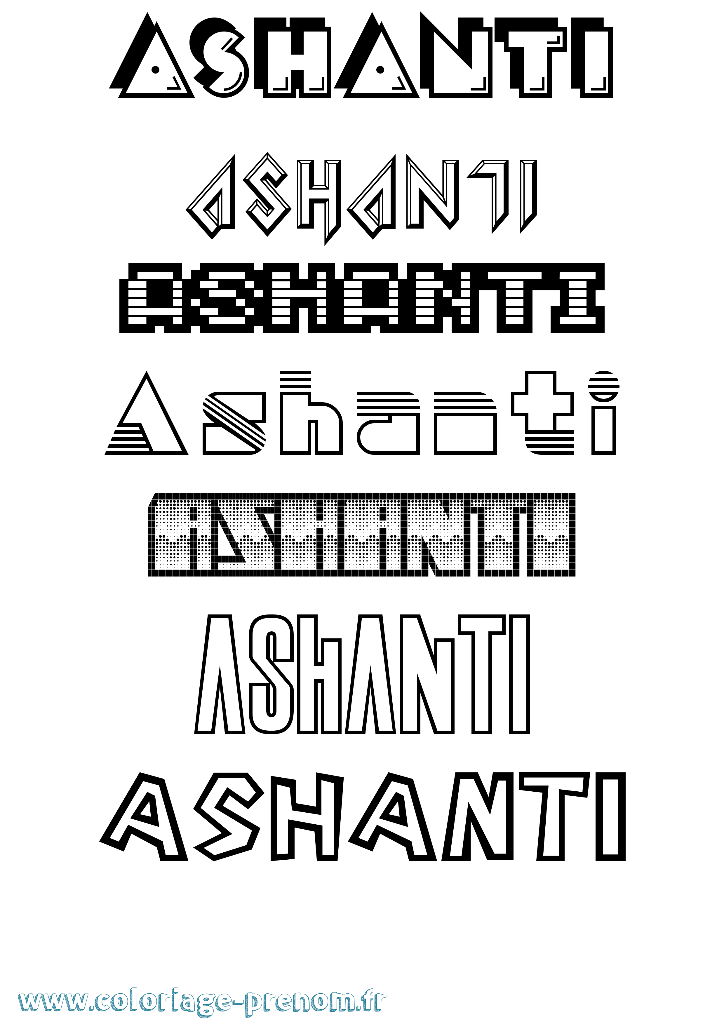 Coloriage prénom Ashanti Jeux Vidéos