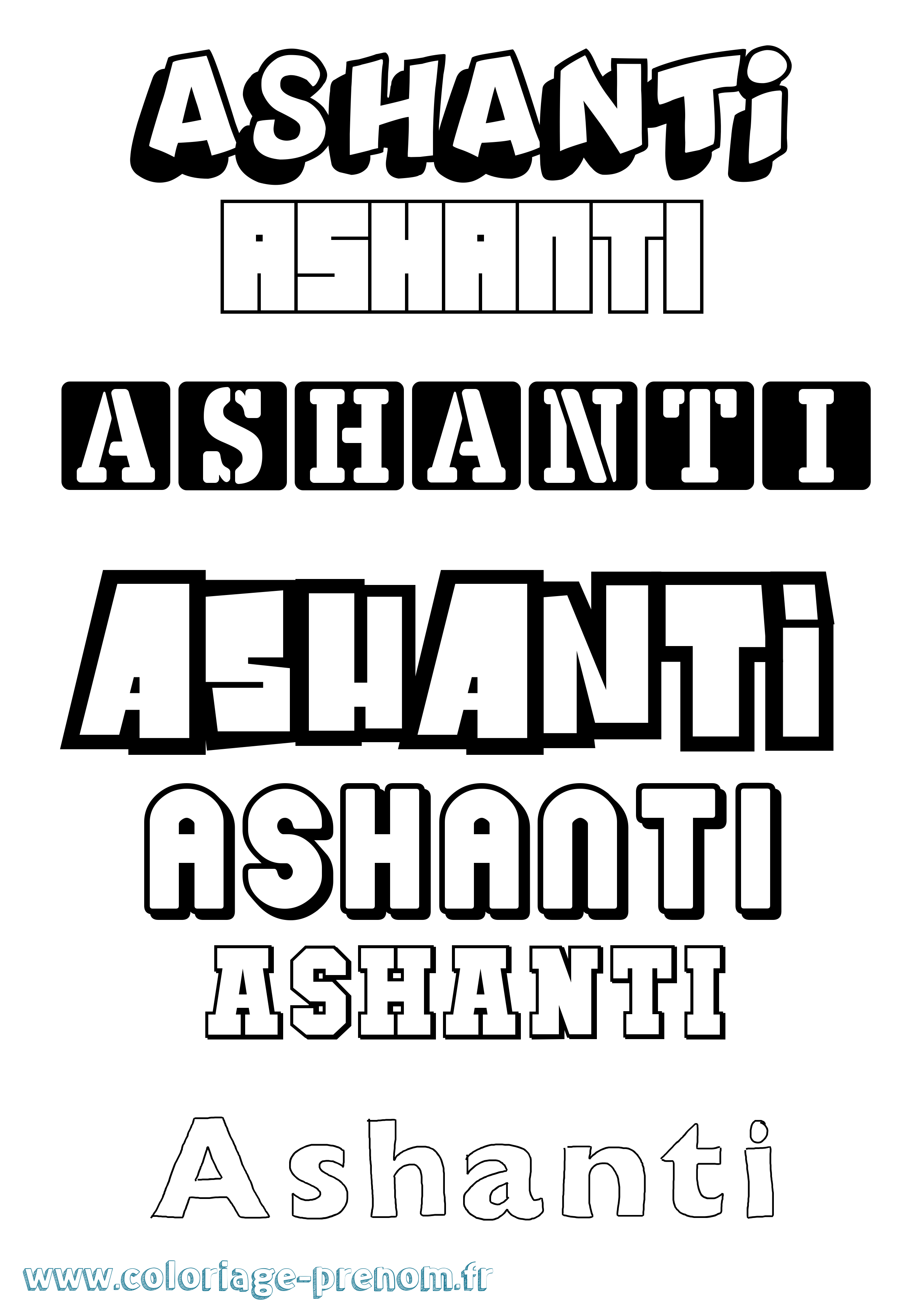 Coloriage prénom Ashanti Simple