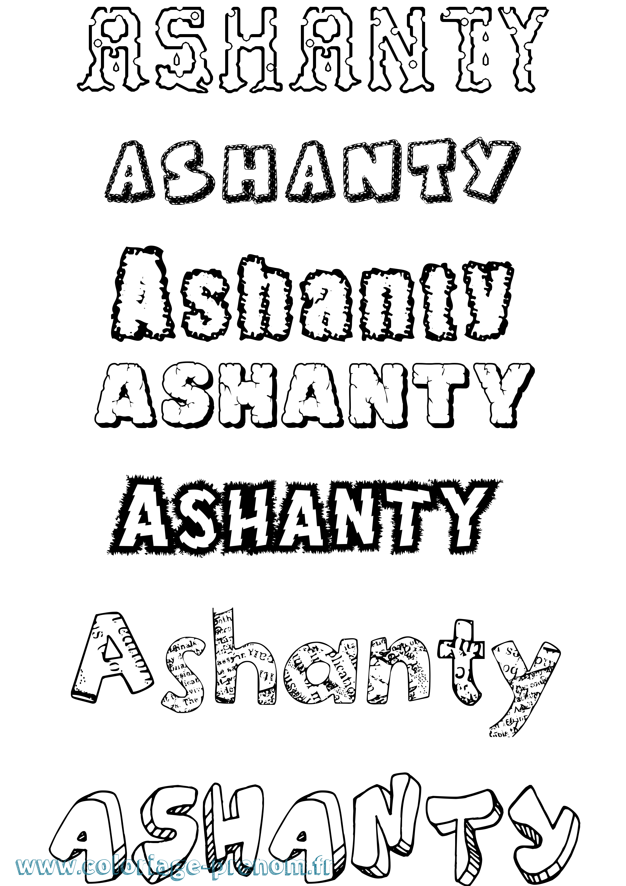 Coloriage prénom Ashanty Destructuré
