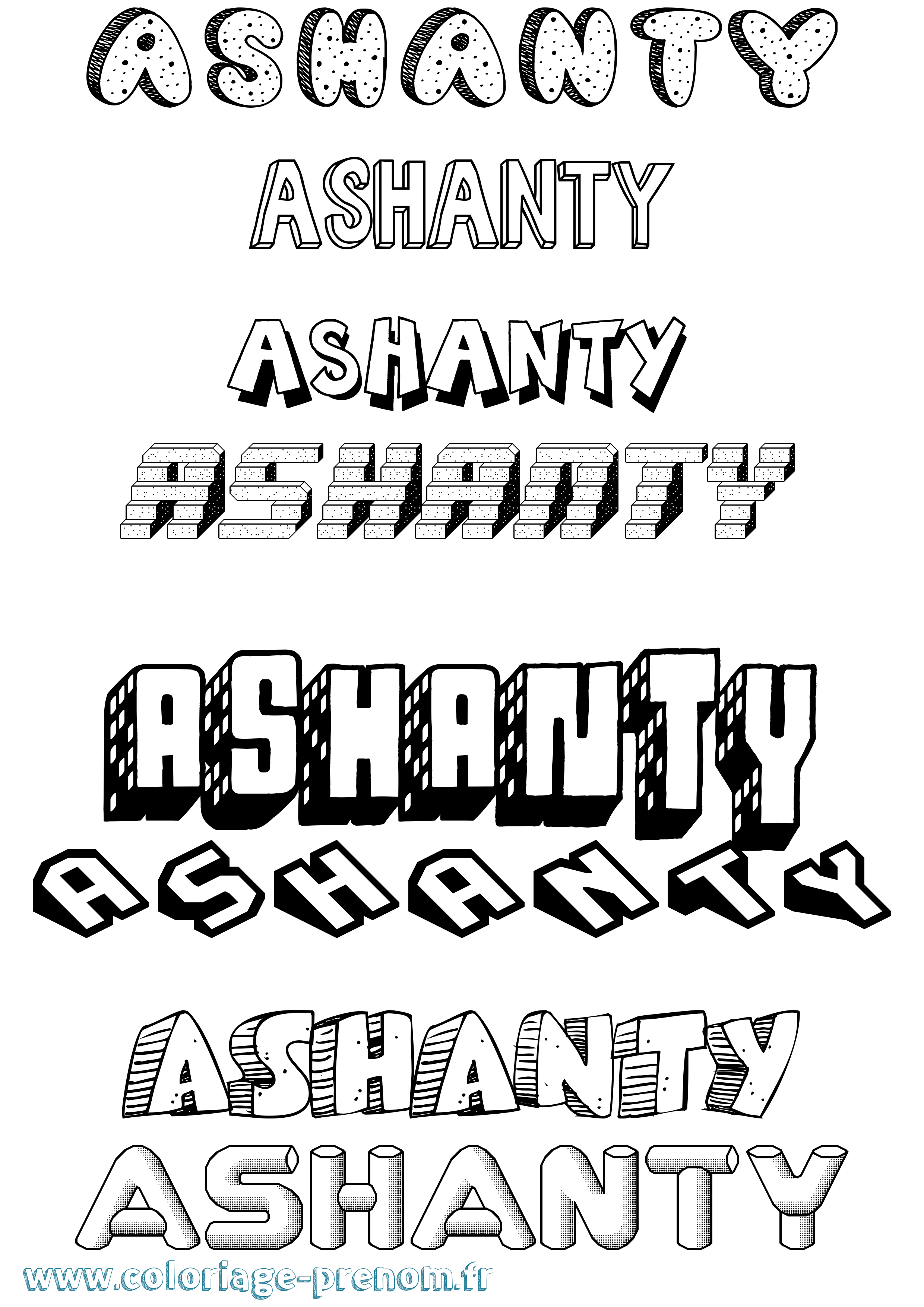 Coloriage prénom Ashanty Effet 3D
