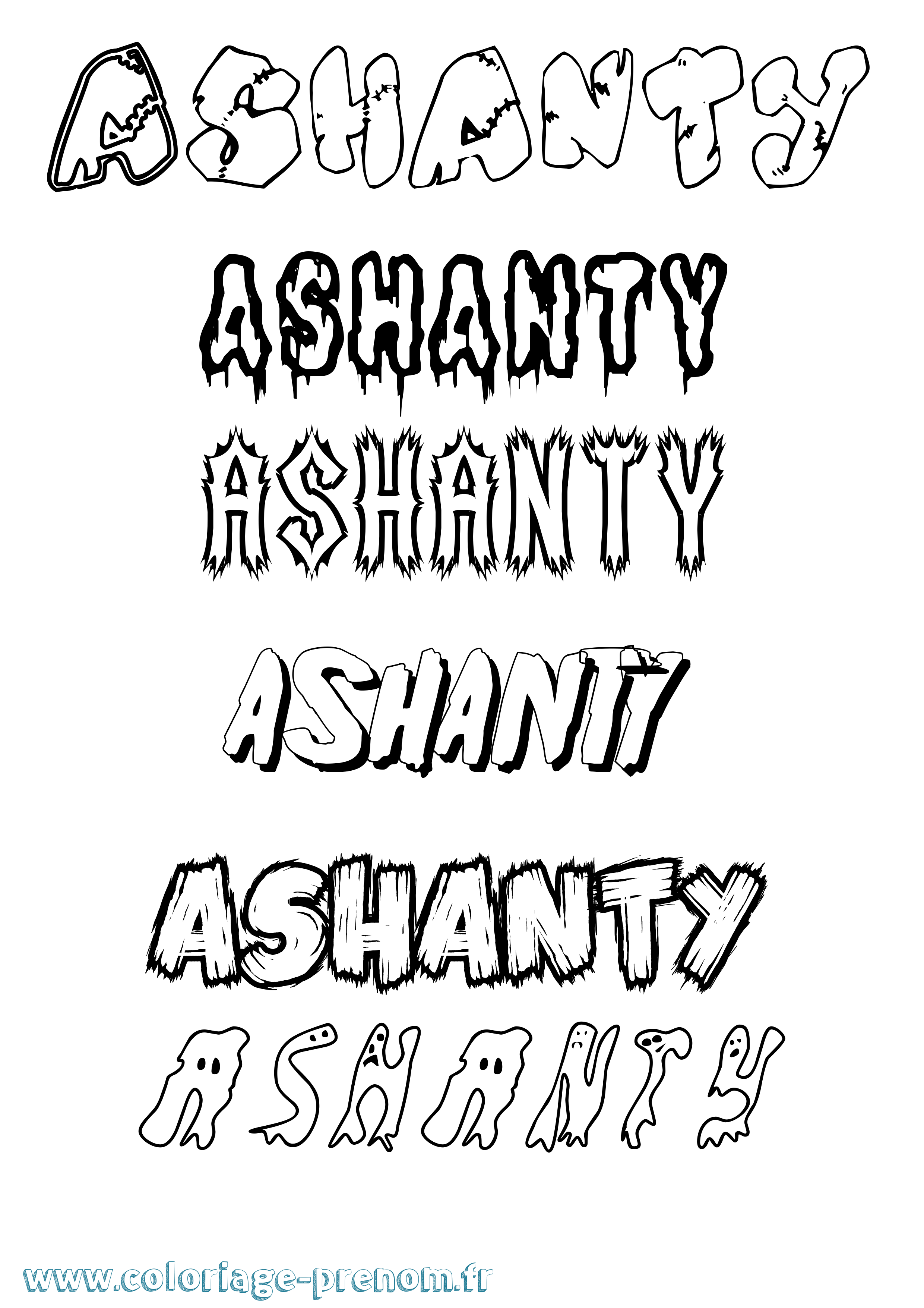 Coloriage prénom Ashanty Frisson