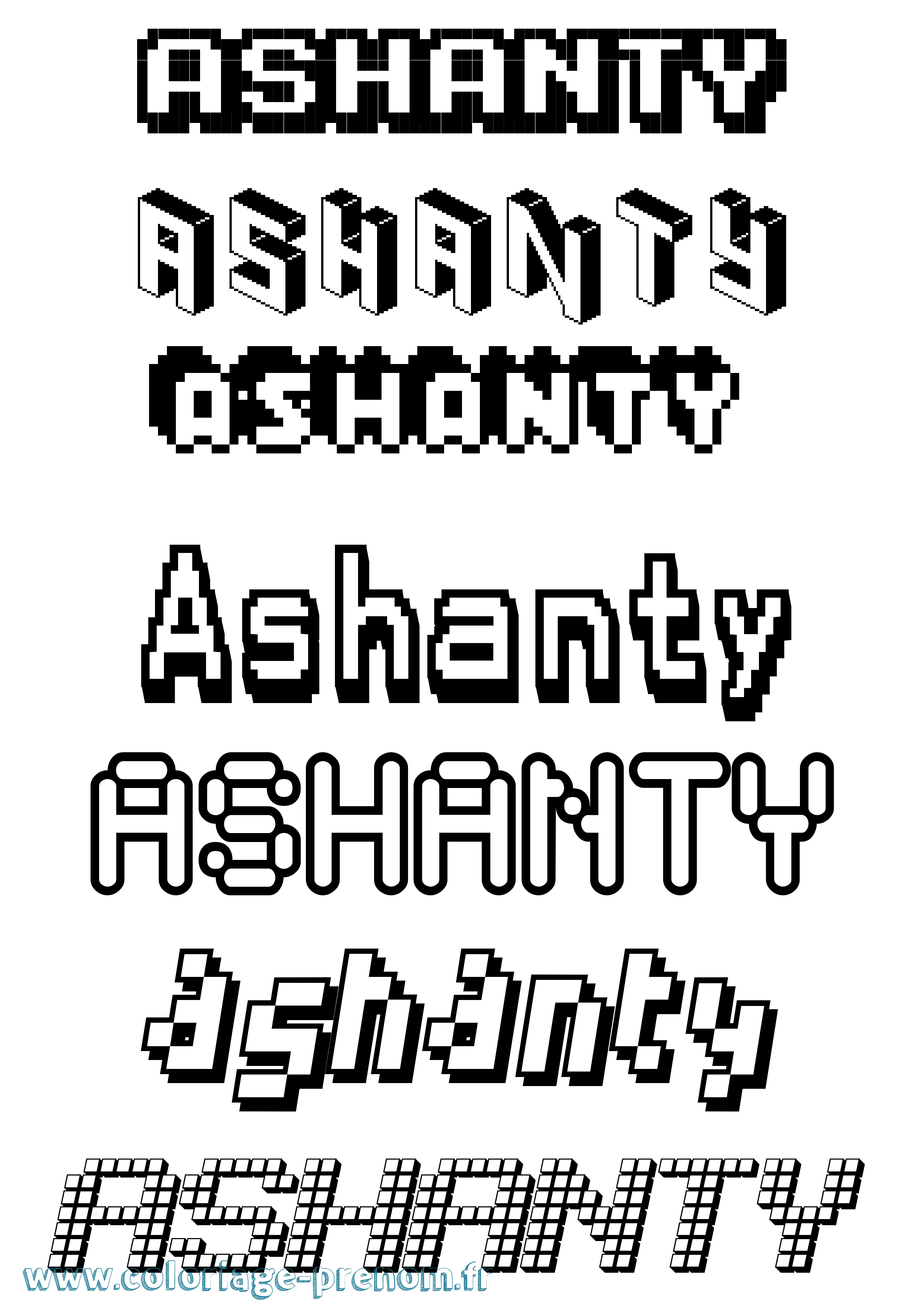 Coloriage prénom Ashanty Pixel