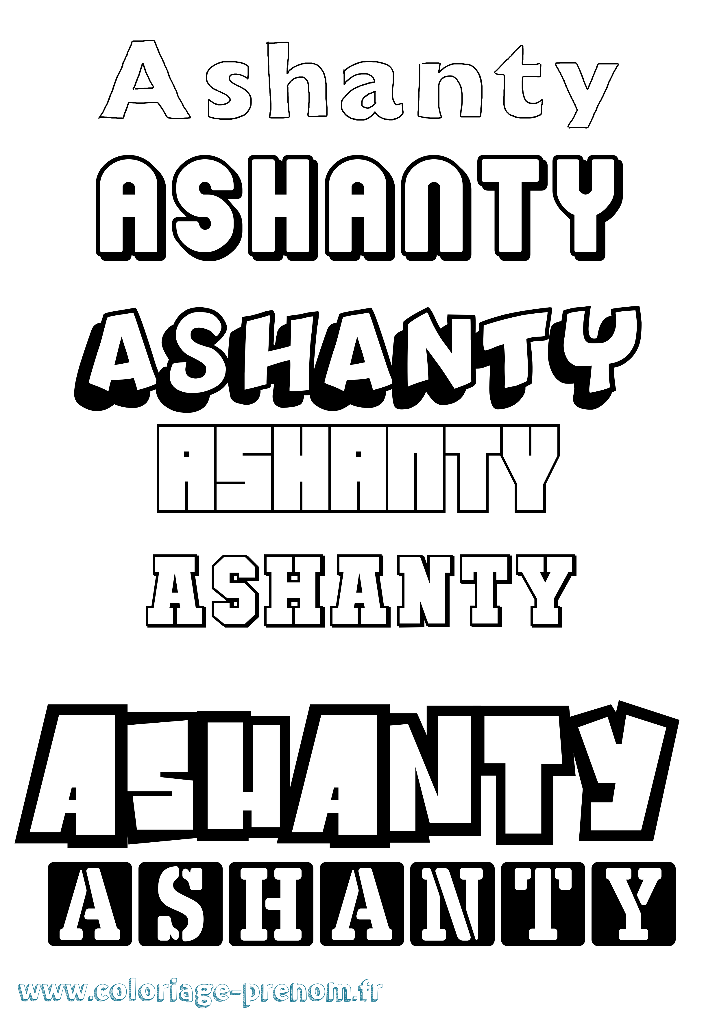 Coloriage prénom Ashanty Simple