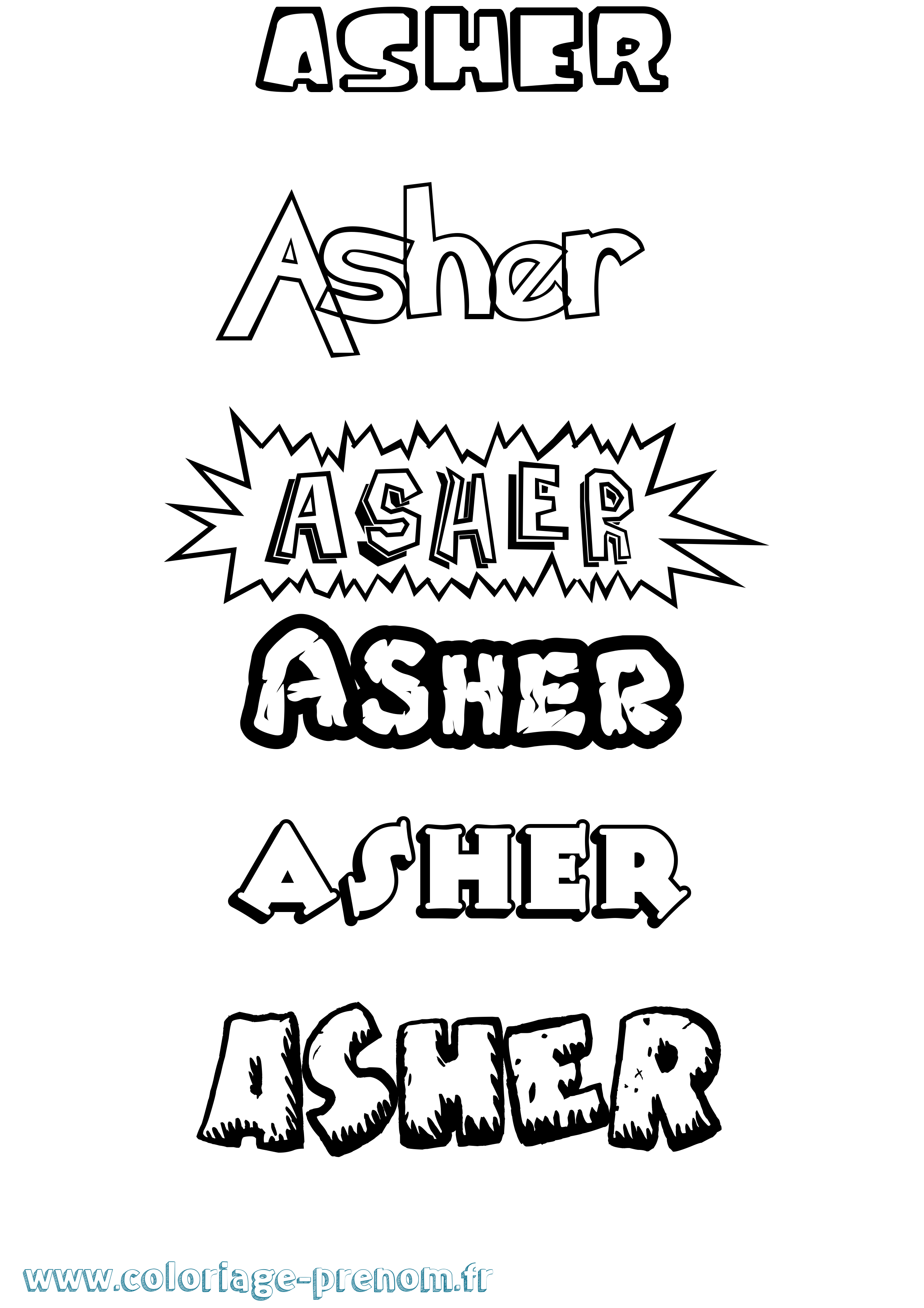 Coloriage prénom Asher Dessin Animé