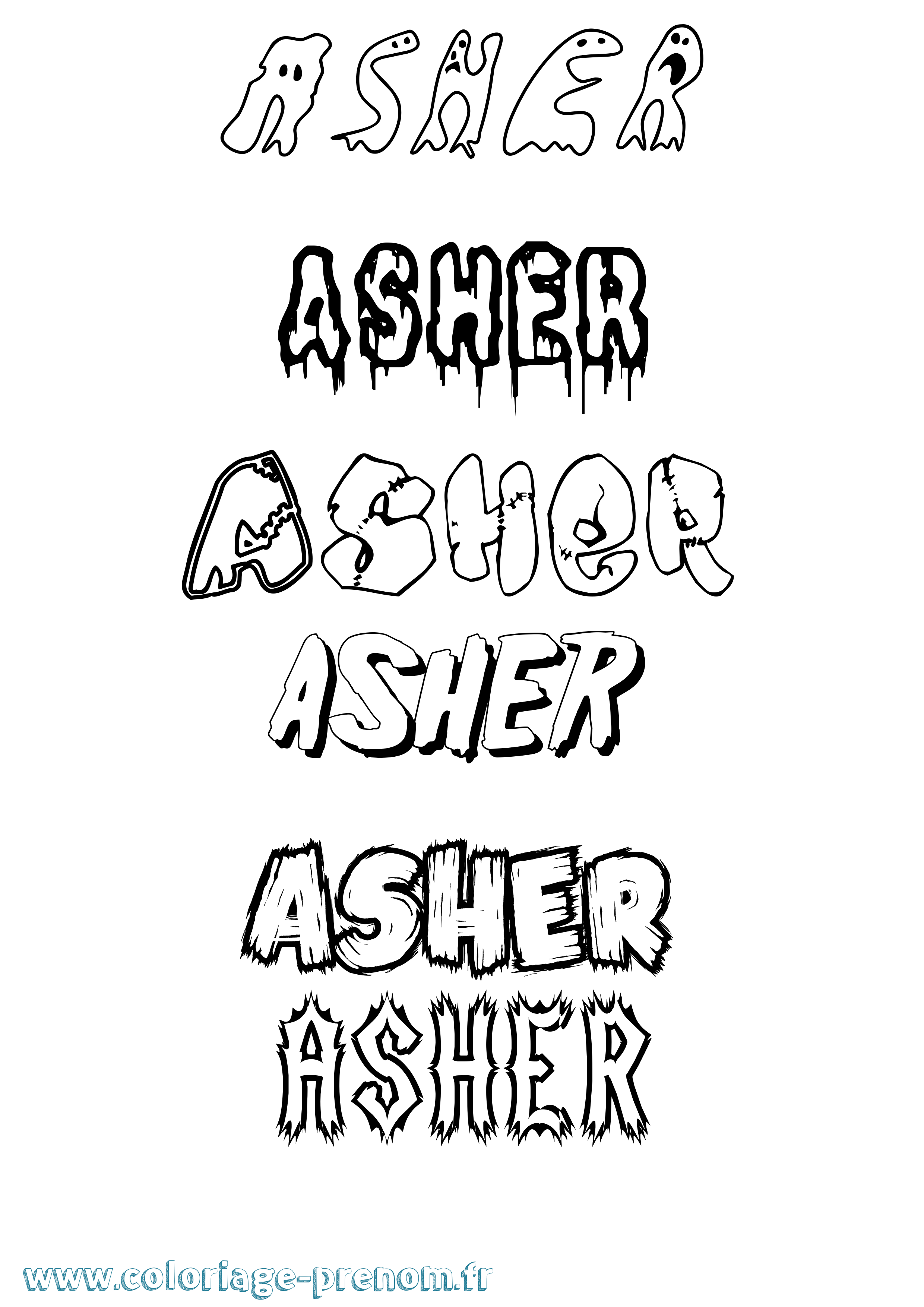 Coloriage prénom Asher Frisson