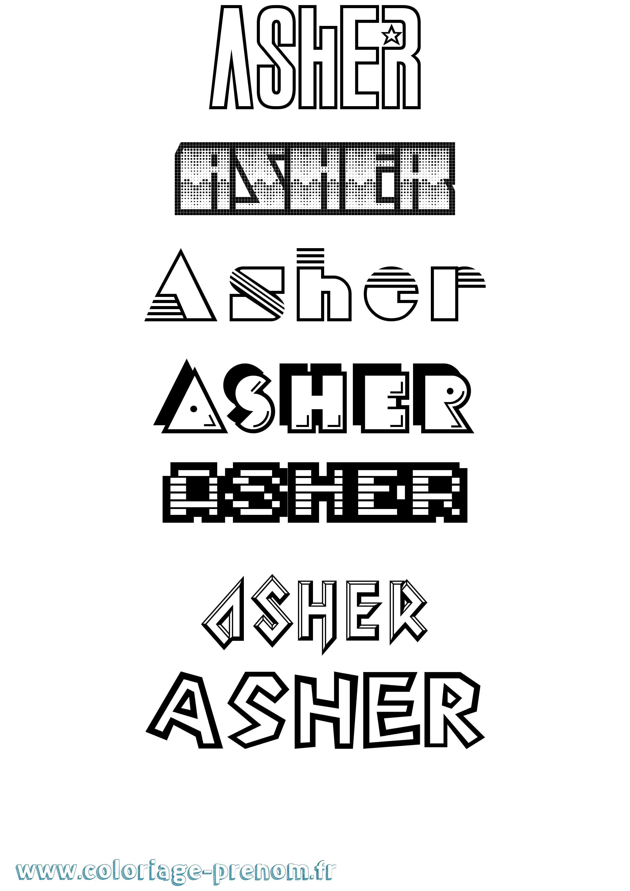 Coloriage prénom Asher Jeux Vidéos