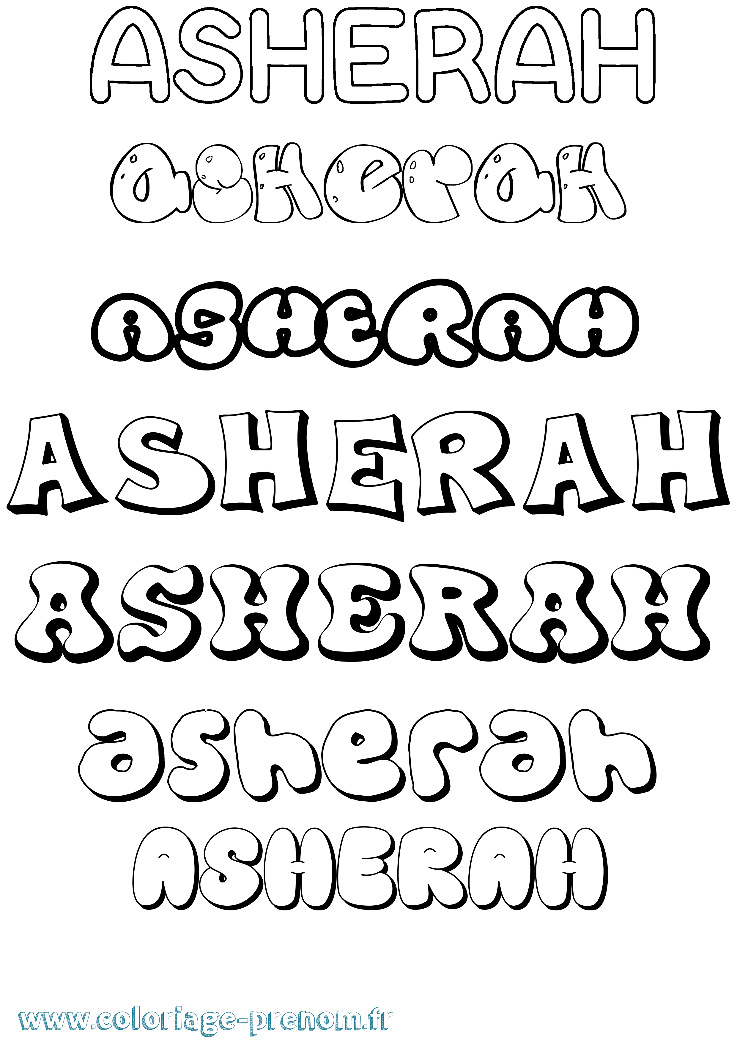 Coloriage Asherah Bubble Coloriage prénom Asherah Bubble