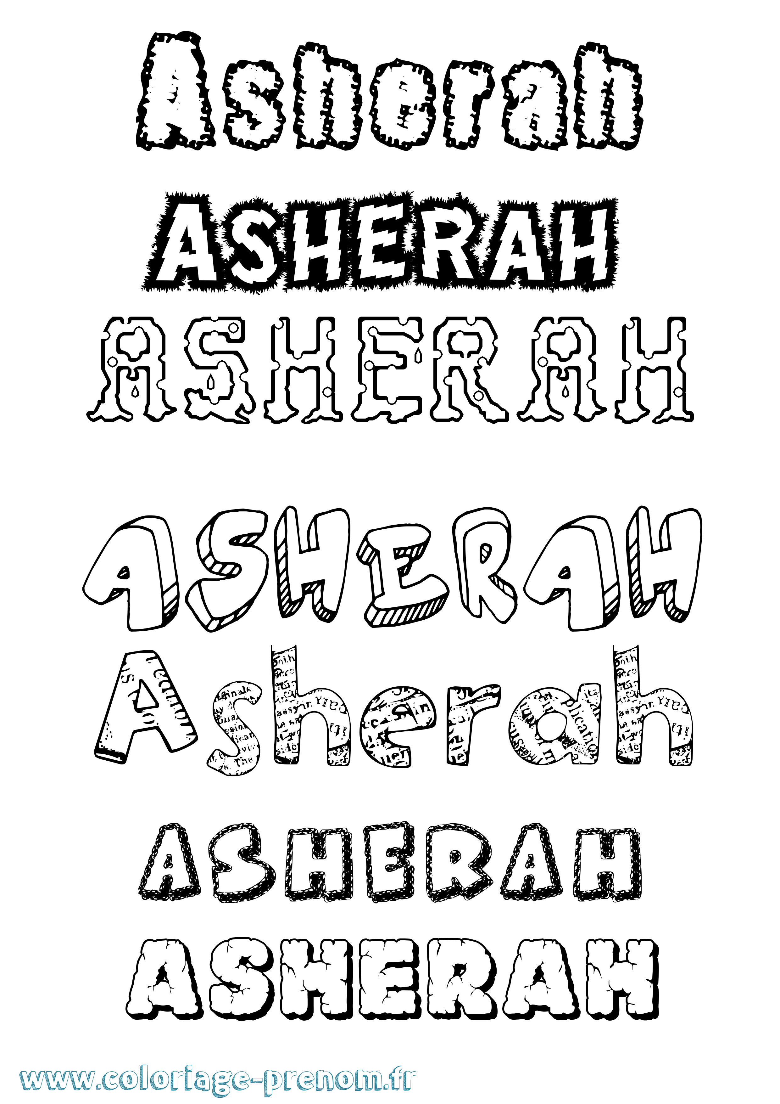 Coloriage Asherah Destructuré Coloriage prénom Asherah Destructuré