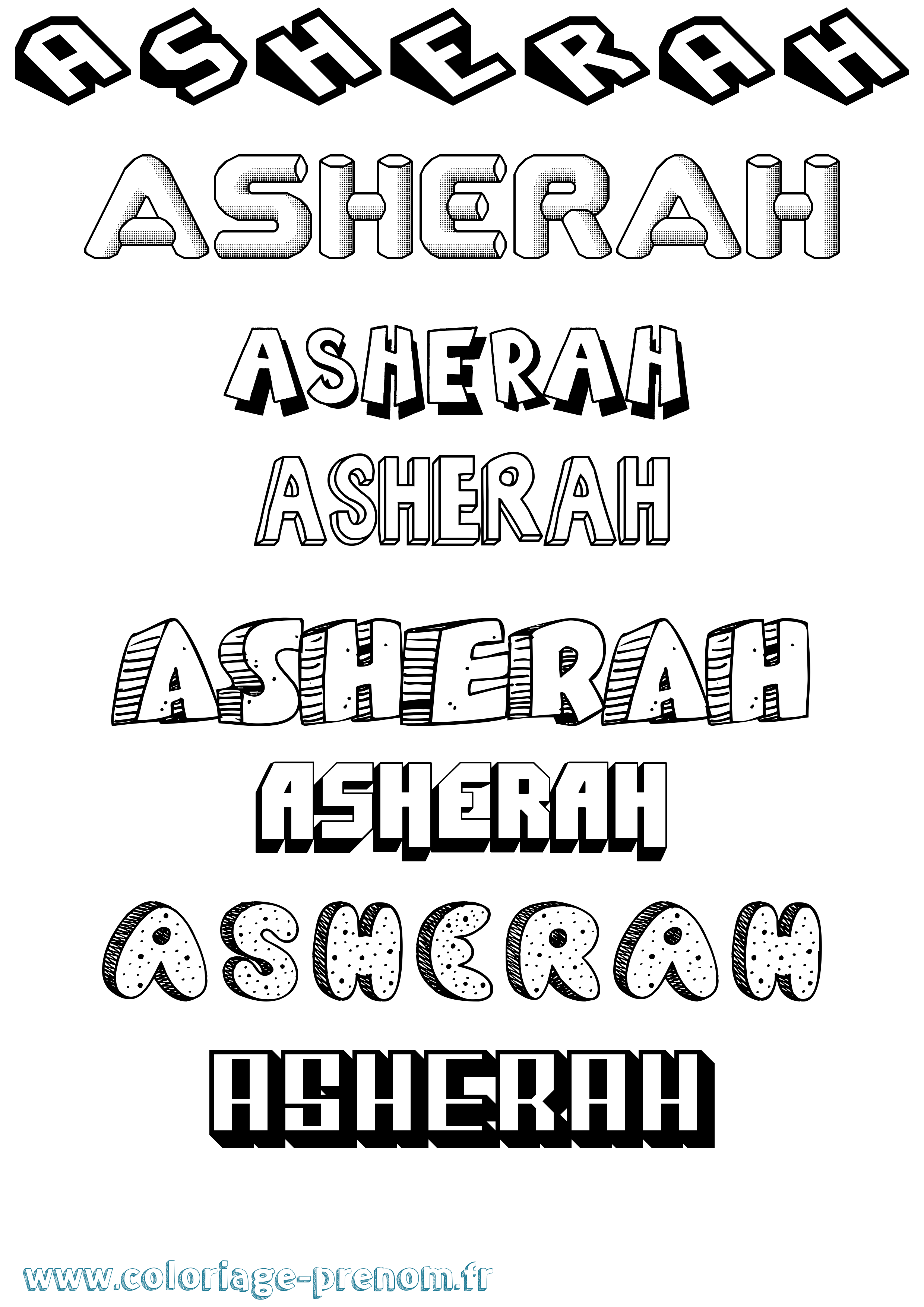 Coloriage Asherah Effet 3D Coloriage prénom Asherah Effet 3D