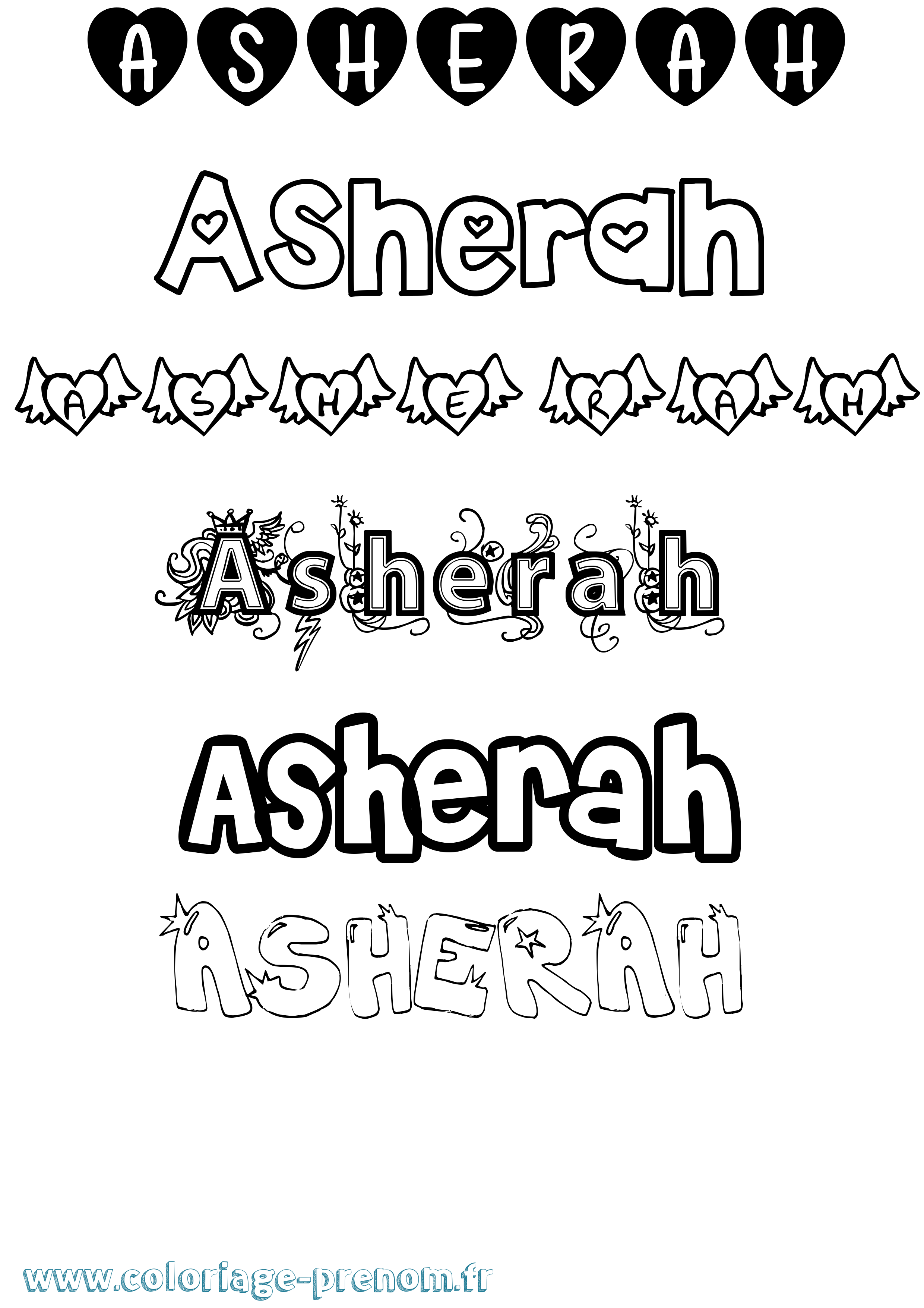 Coloriage Asherah Girly Coloriage prénom Asherah Girly
