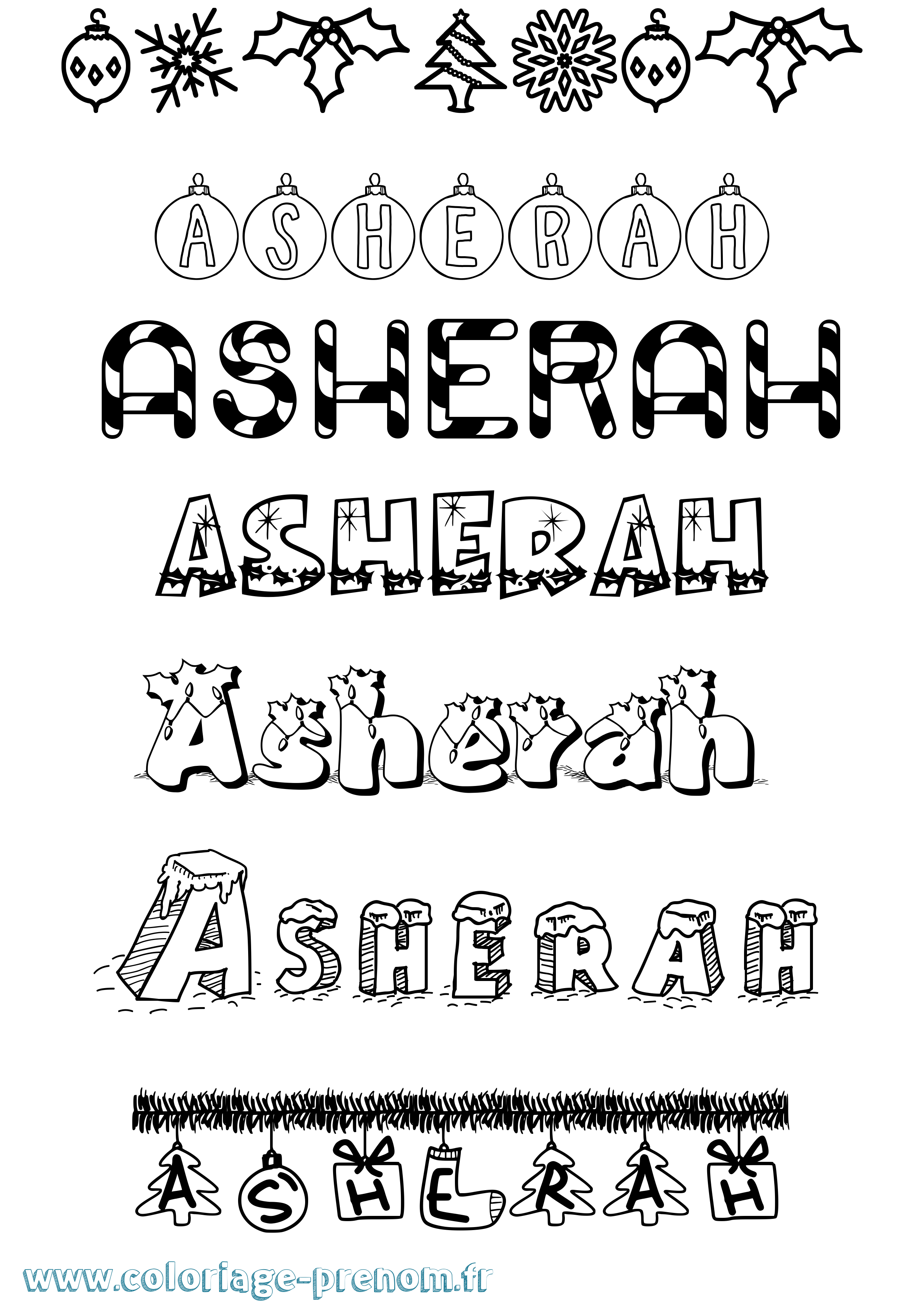 Coloriage Asherah Noël Coloriage prénom Asherah Noël