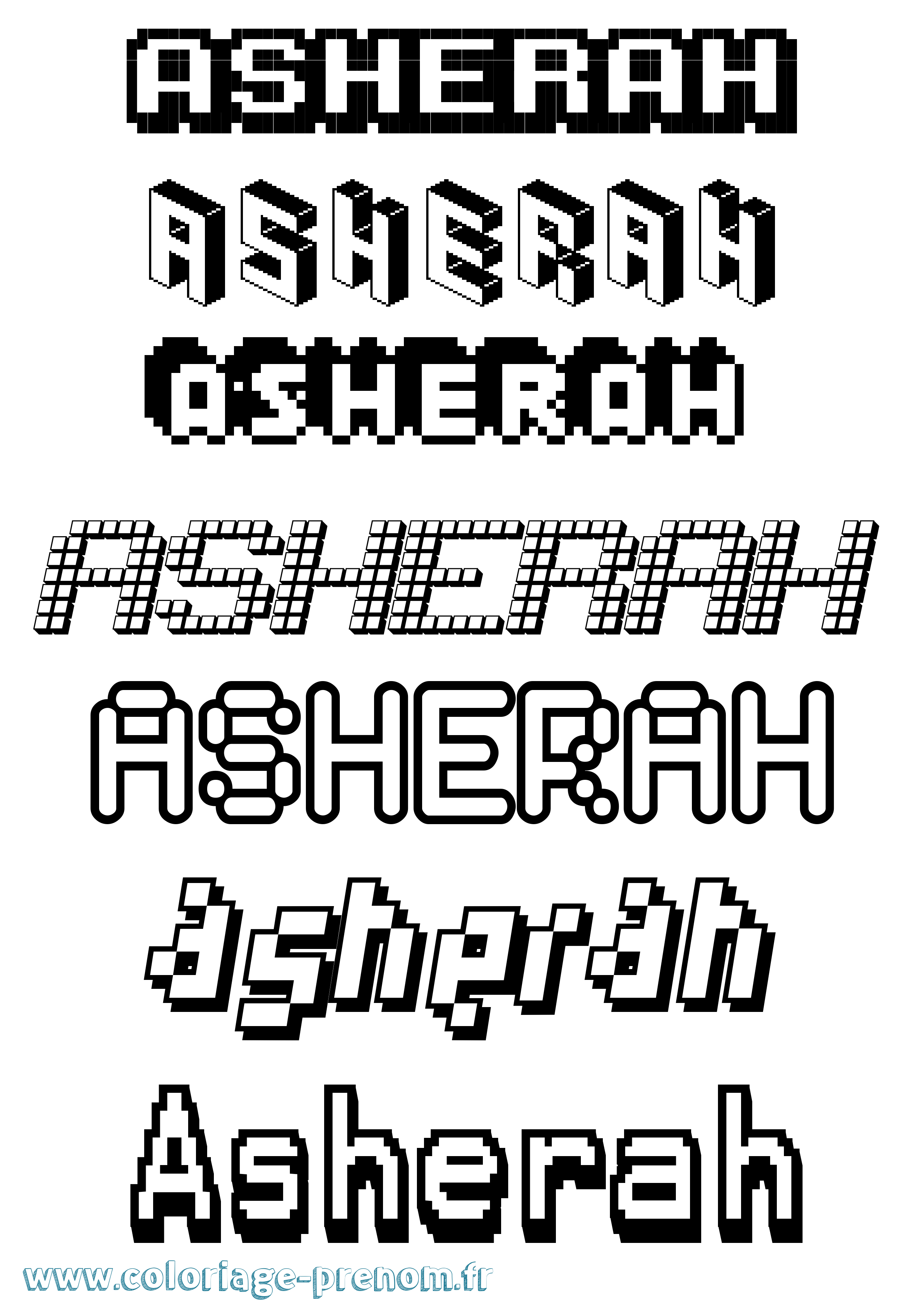 Coloriage Asherah Pixel Coloriage prénom Asherah Pixel