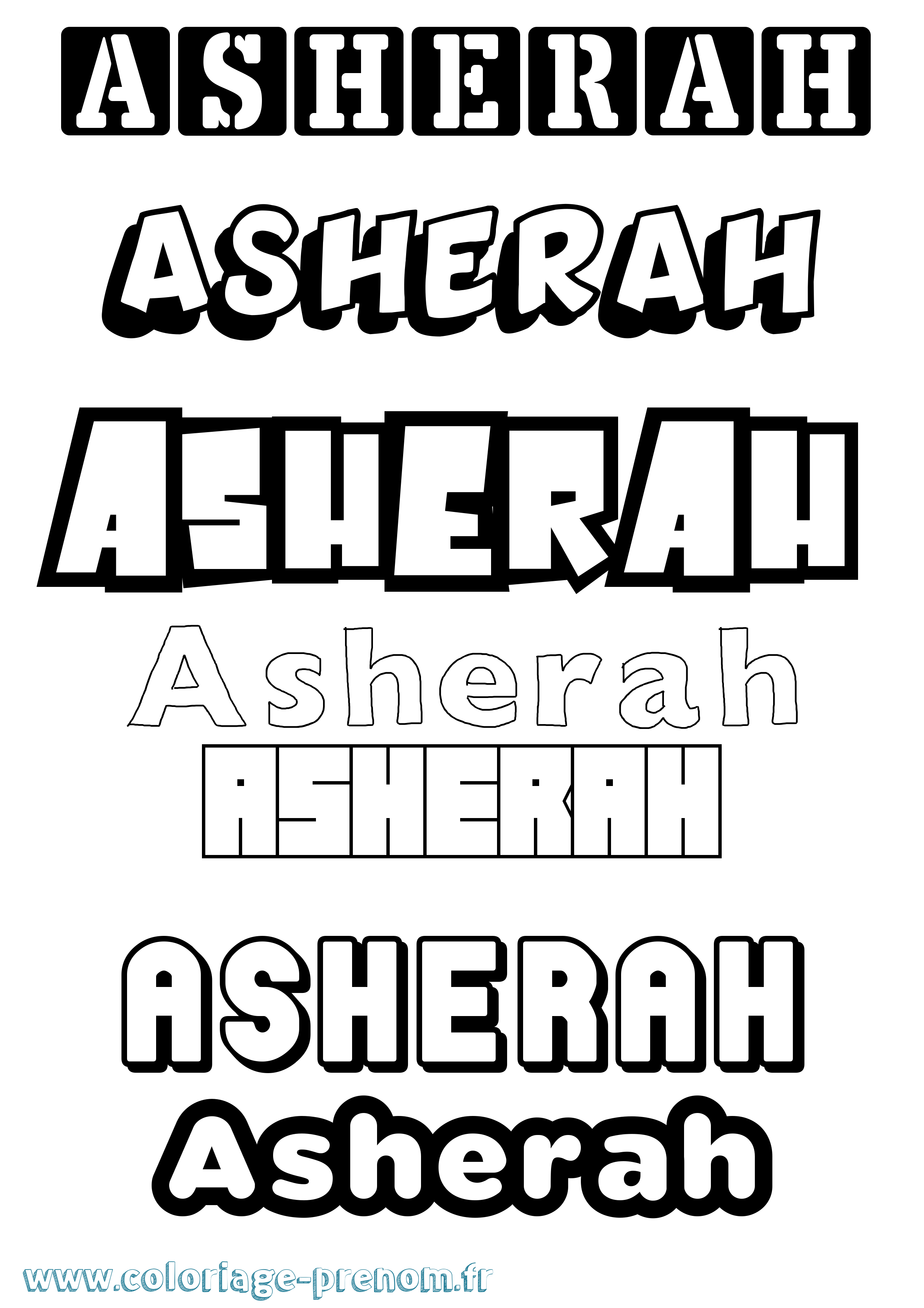 Coloriage Asherah Simple Coloriage prénom Asherah Simple
