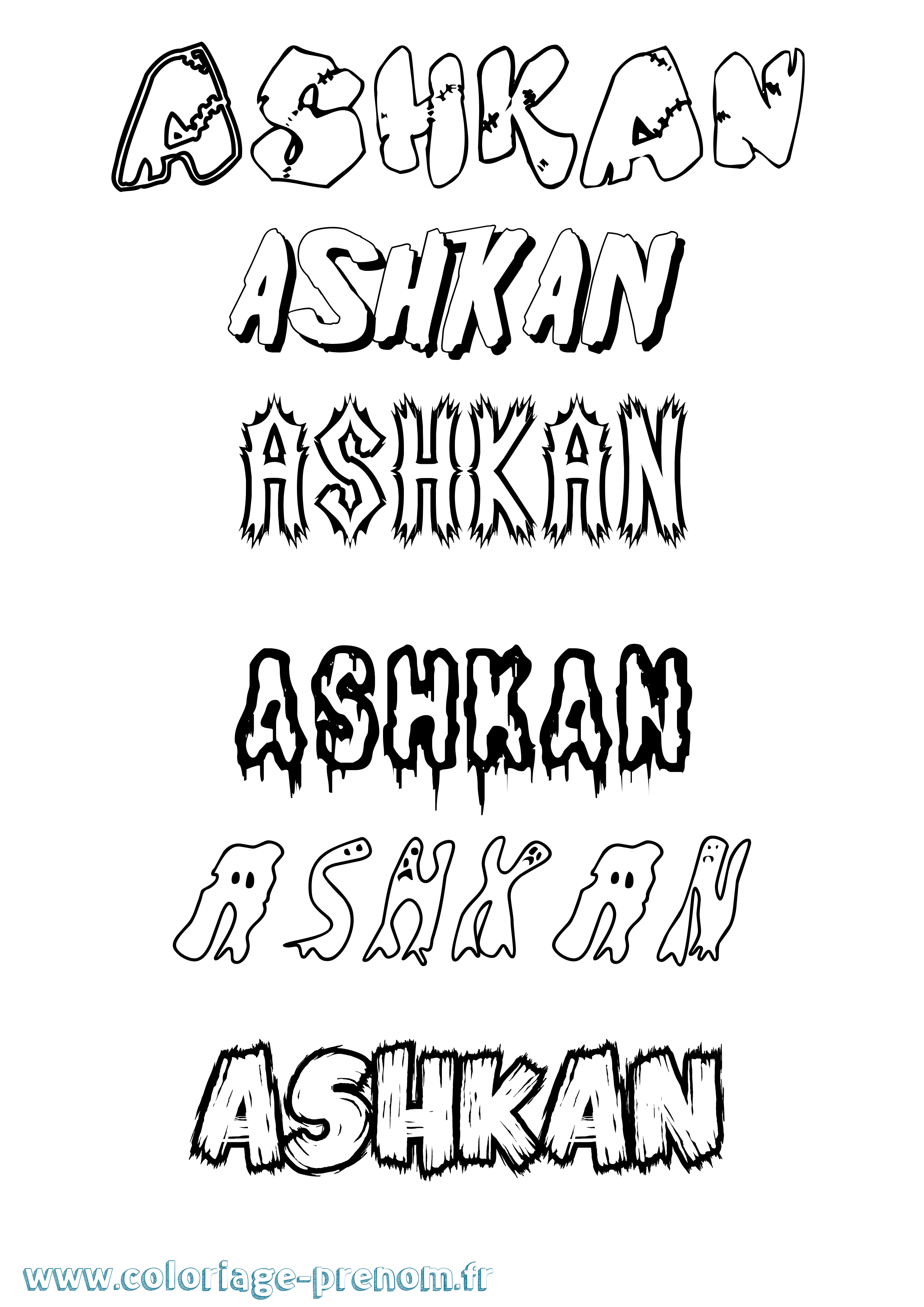 Coloriage prénom Ashkan Frisson
