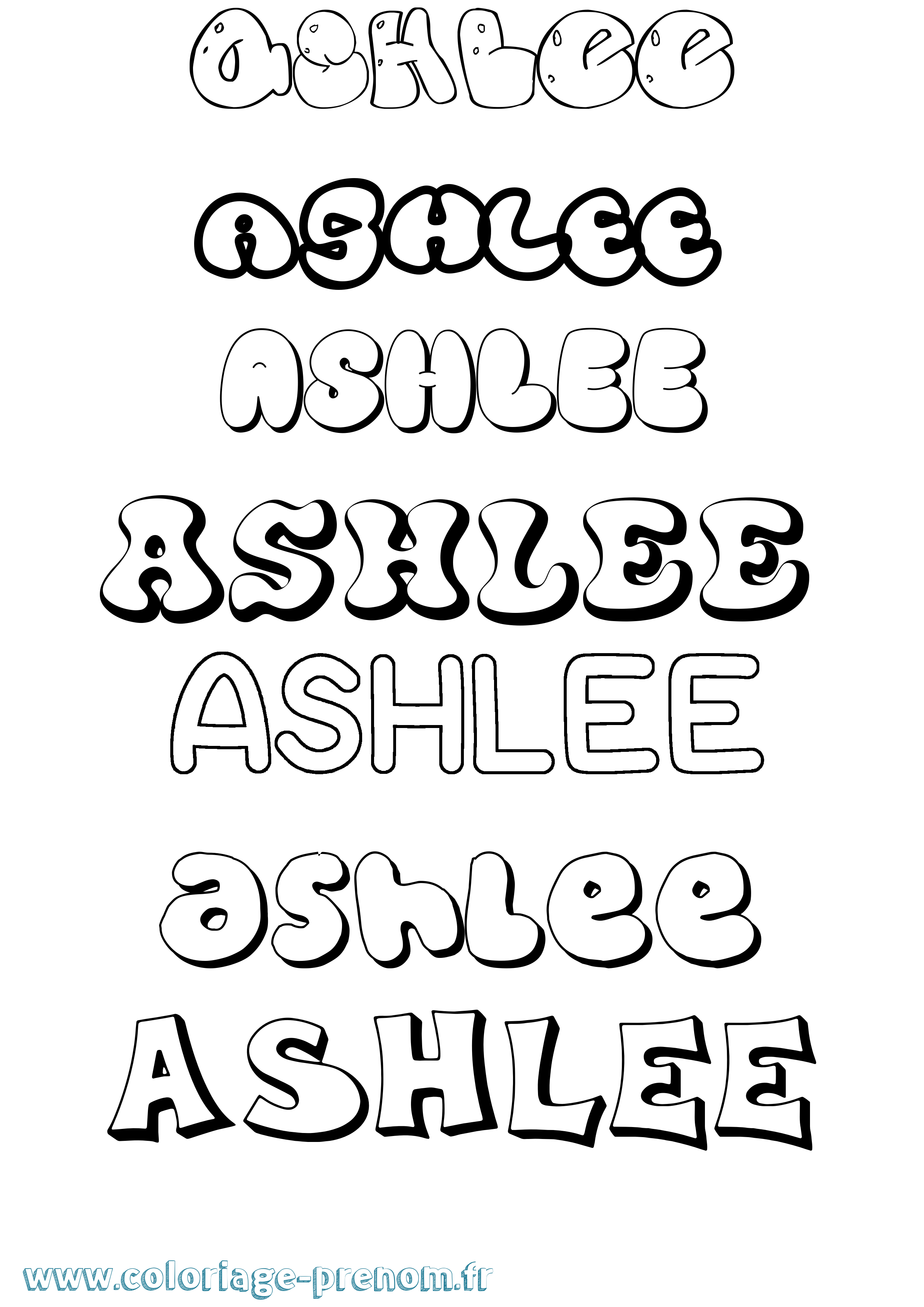 Coloriage Ashlee Bubble Coloriage prénom Ashlee Bubble