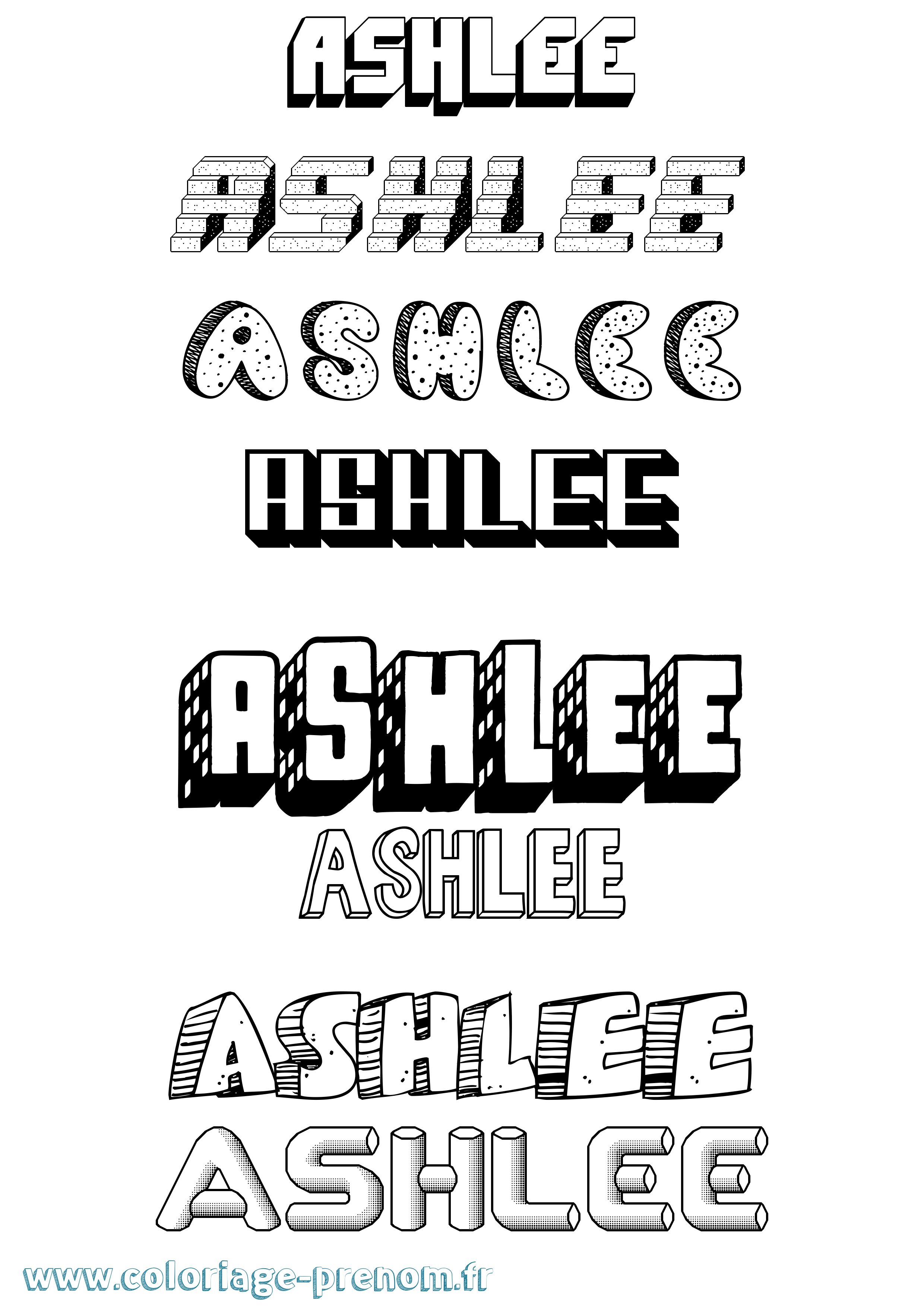 Coloriage Ashlee Effet 3D Coloriage prénom Ashlee Effet 3D