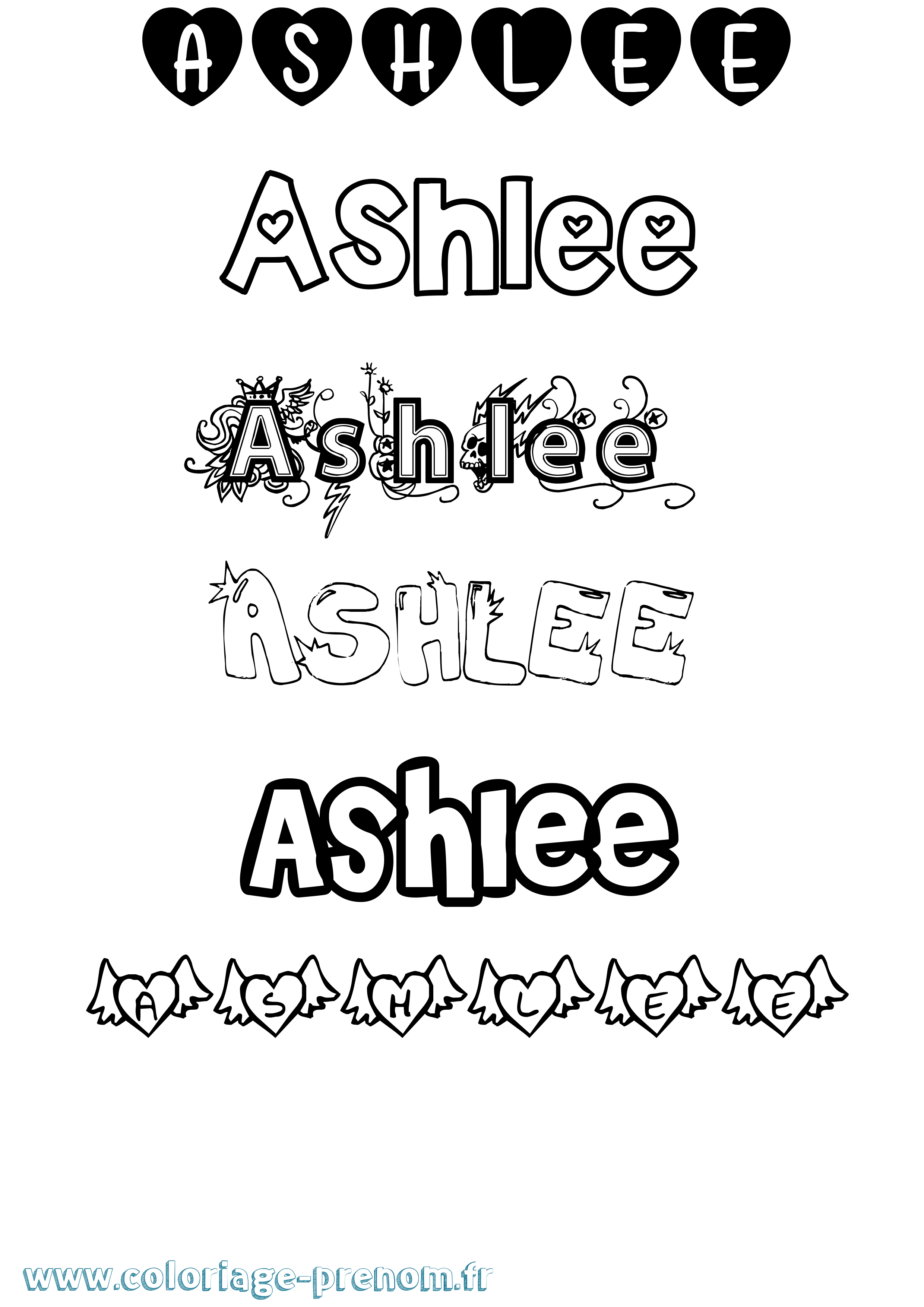 Coloriage Ashlee Girly Coloriage prénom Ashlee Girly