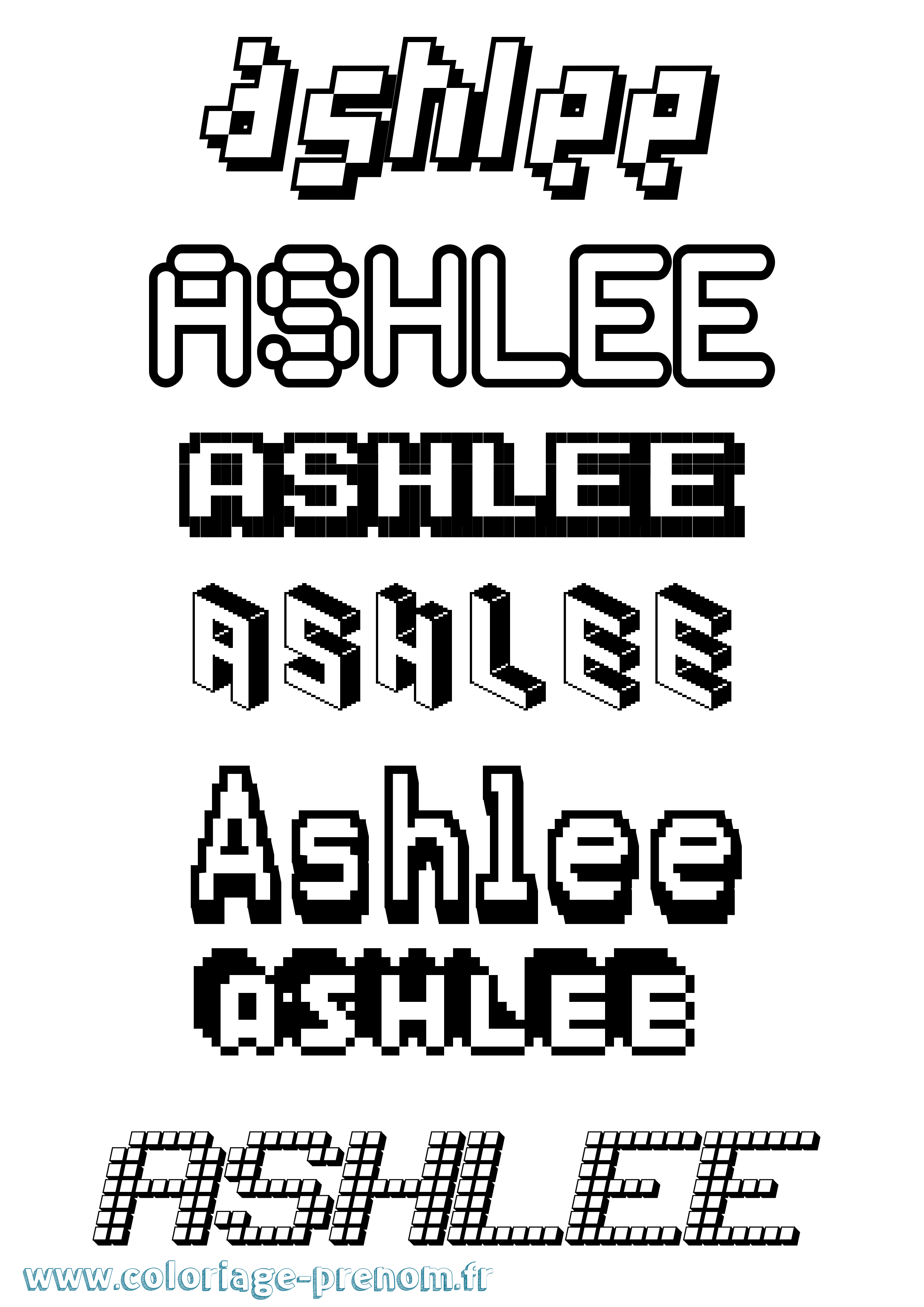 Coloriage Ashlee Pixel Coloriage prénom Ashlee Pixel