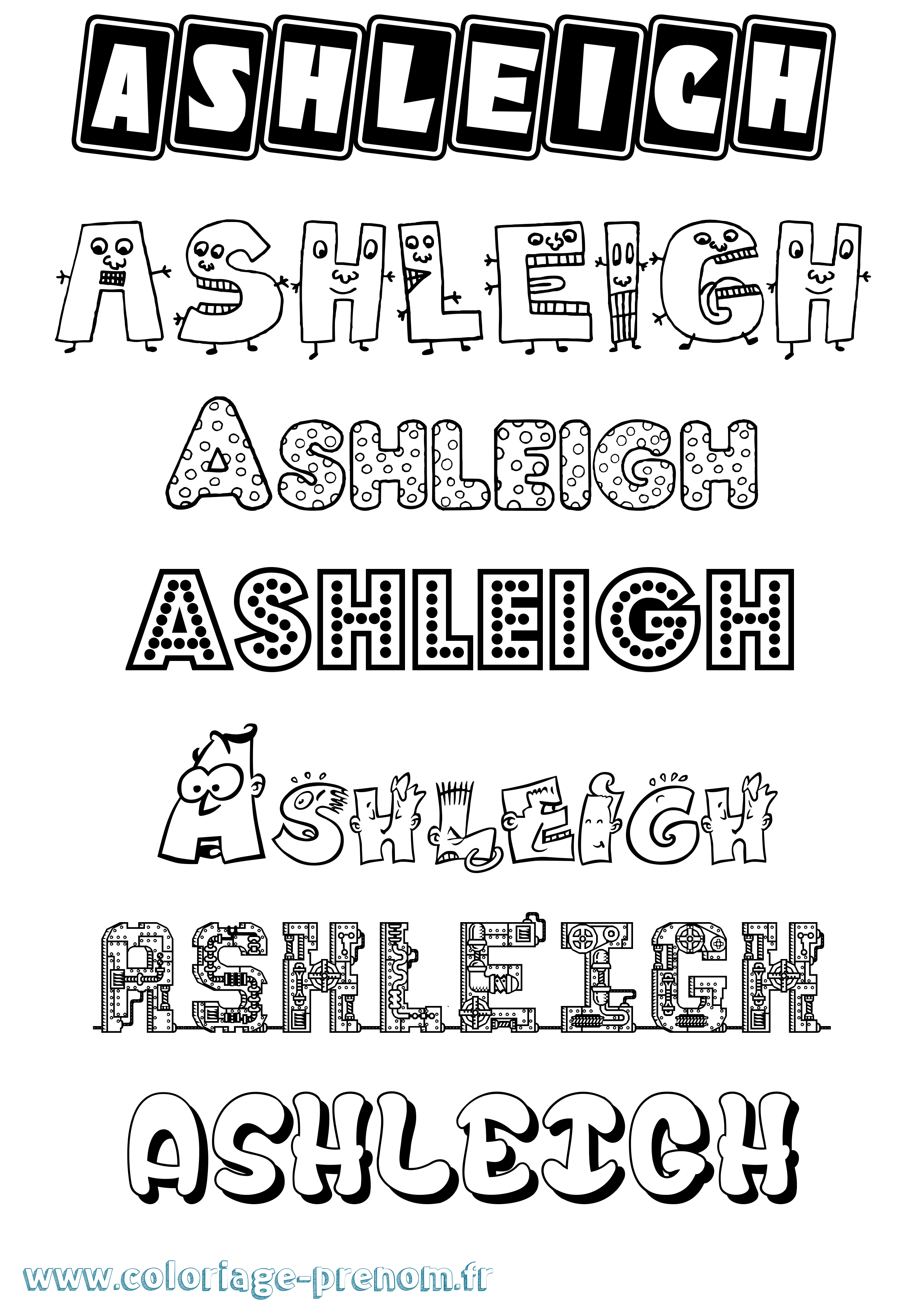 Coloriage prénom Ashleigh Fun