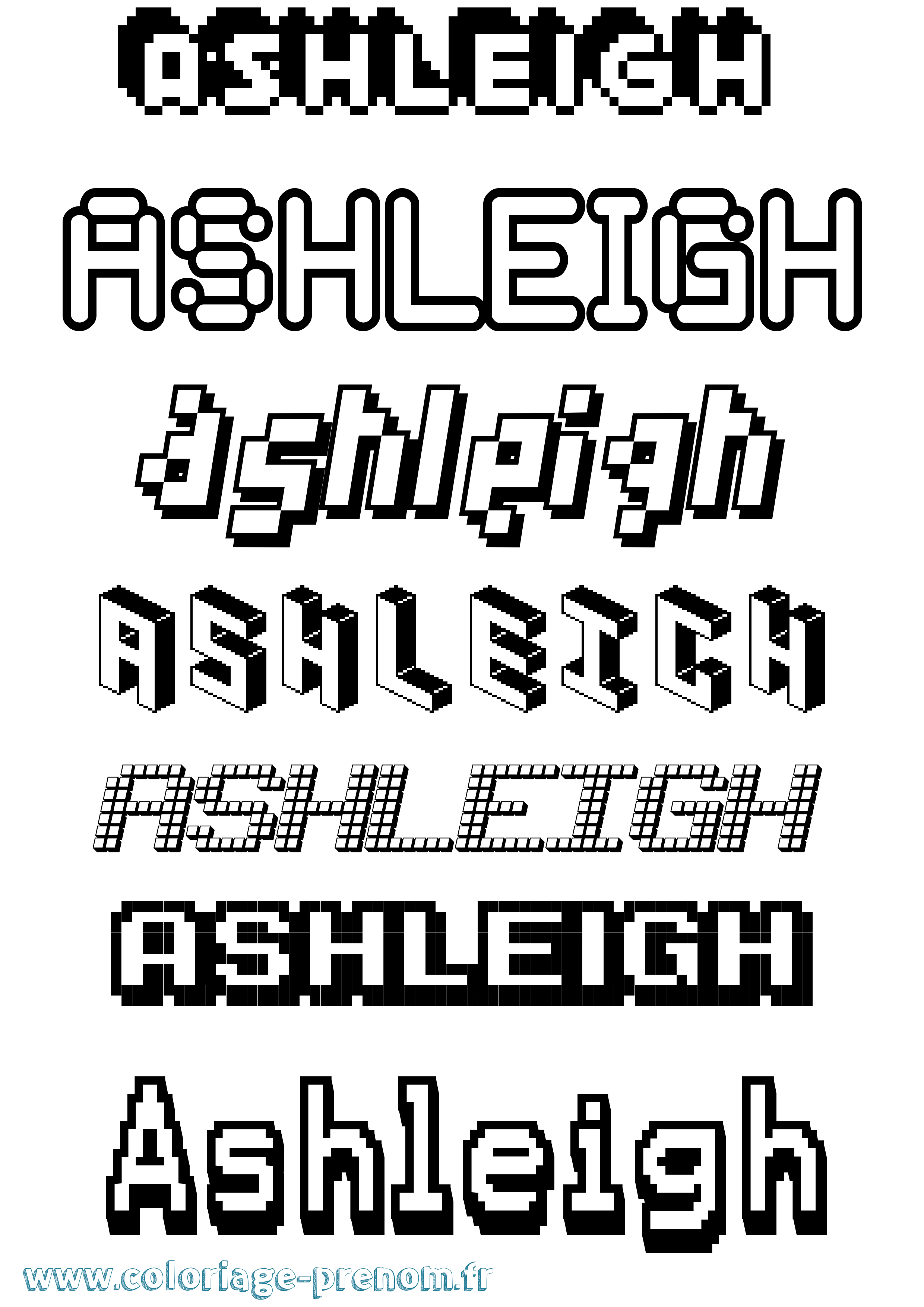 Coloriage prénom Ashleigh Pixel