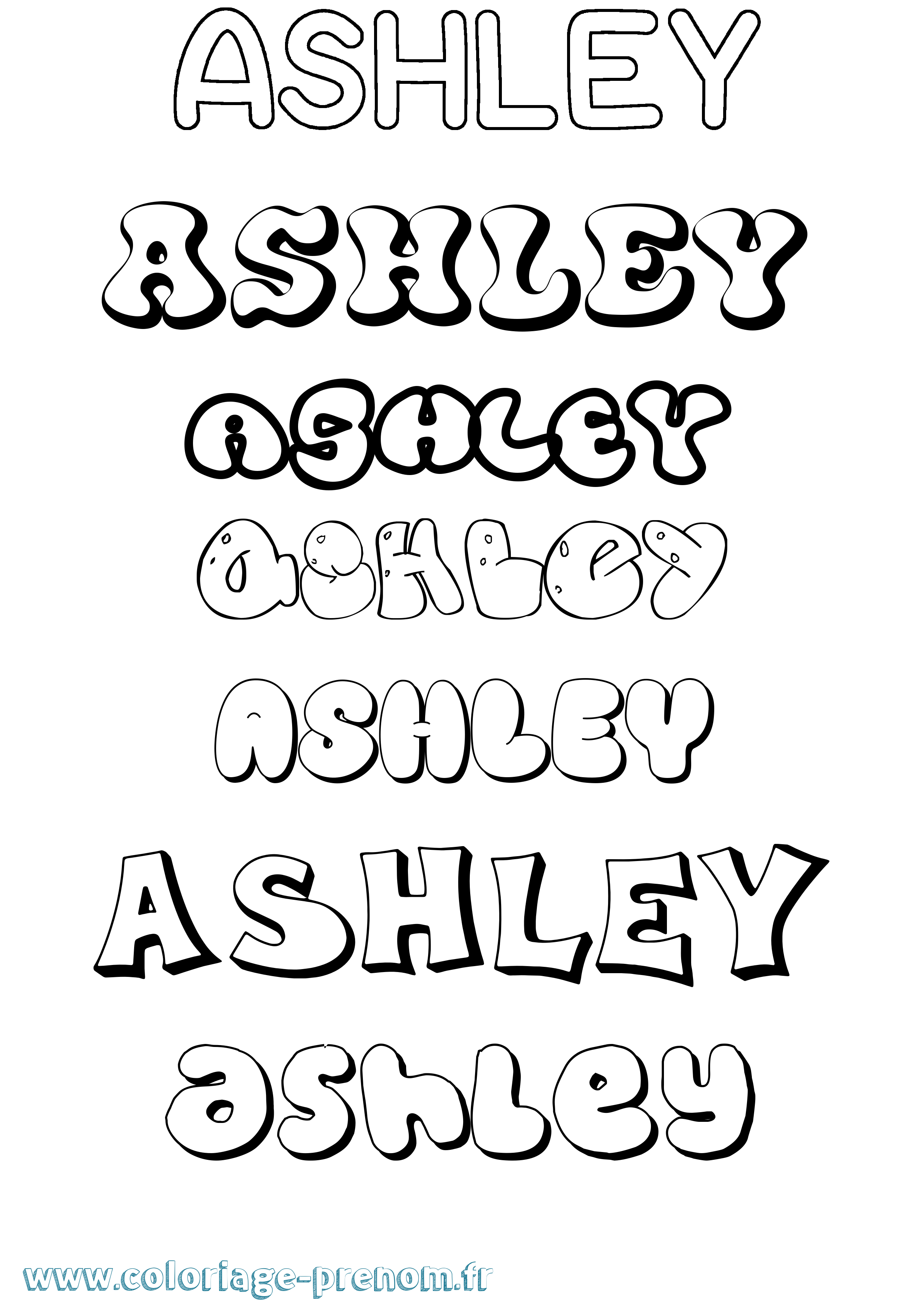 Coloriage prénom Ashley Bubble
