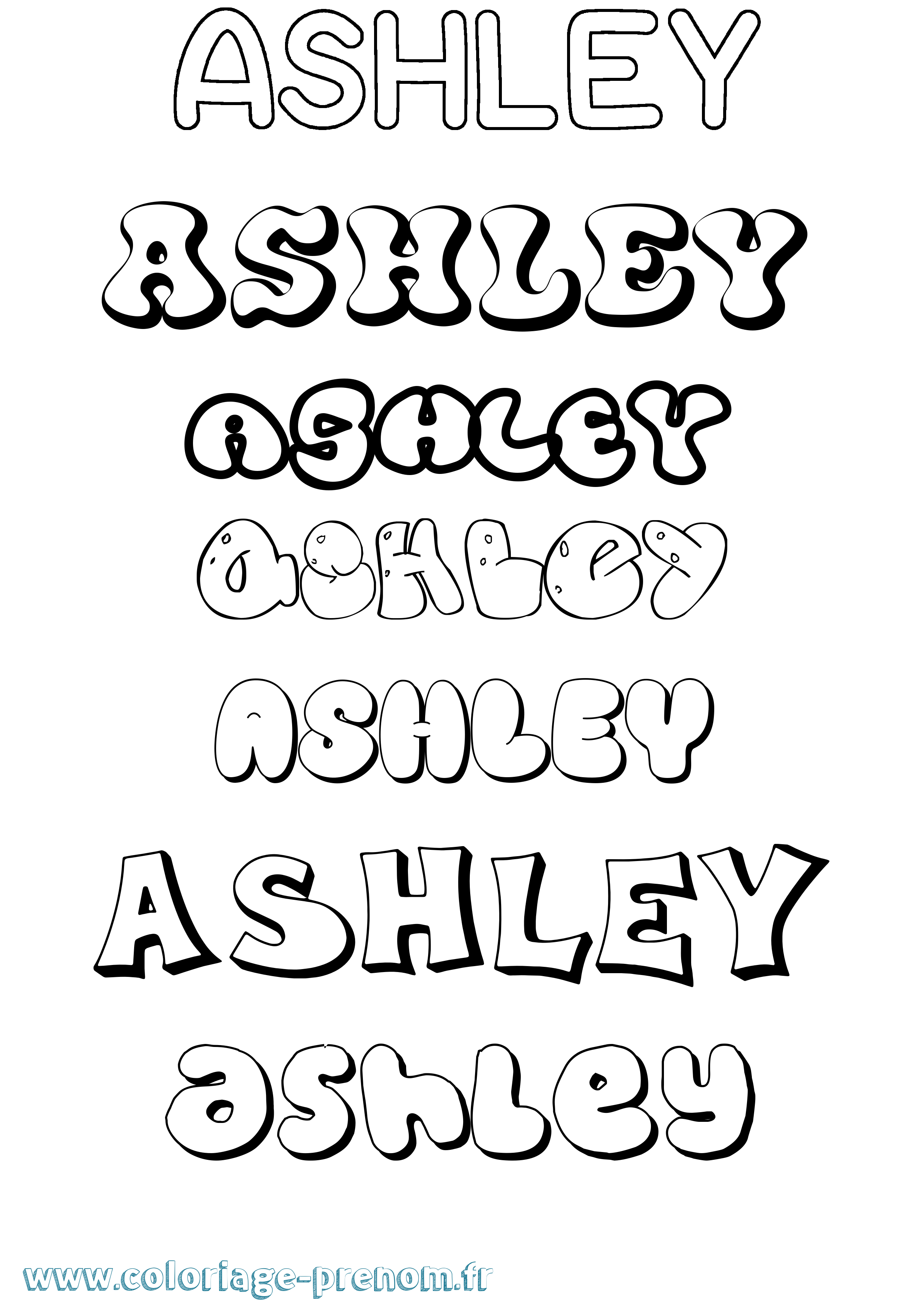 Coloriage Ashley Bubble Coloriage prénom Ashley Bubble