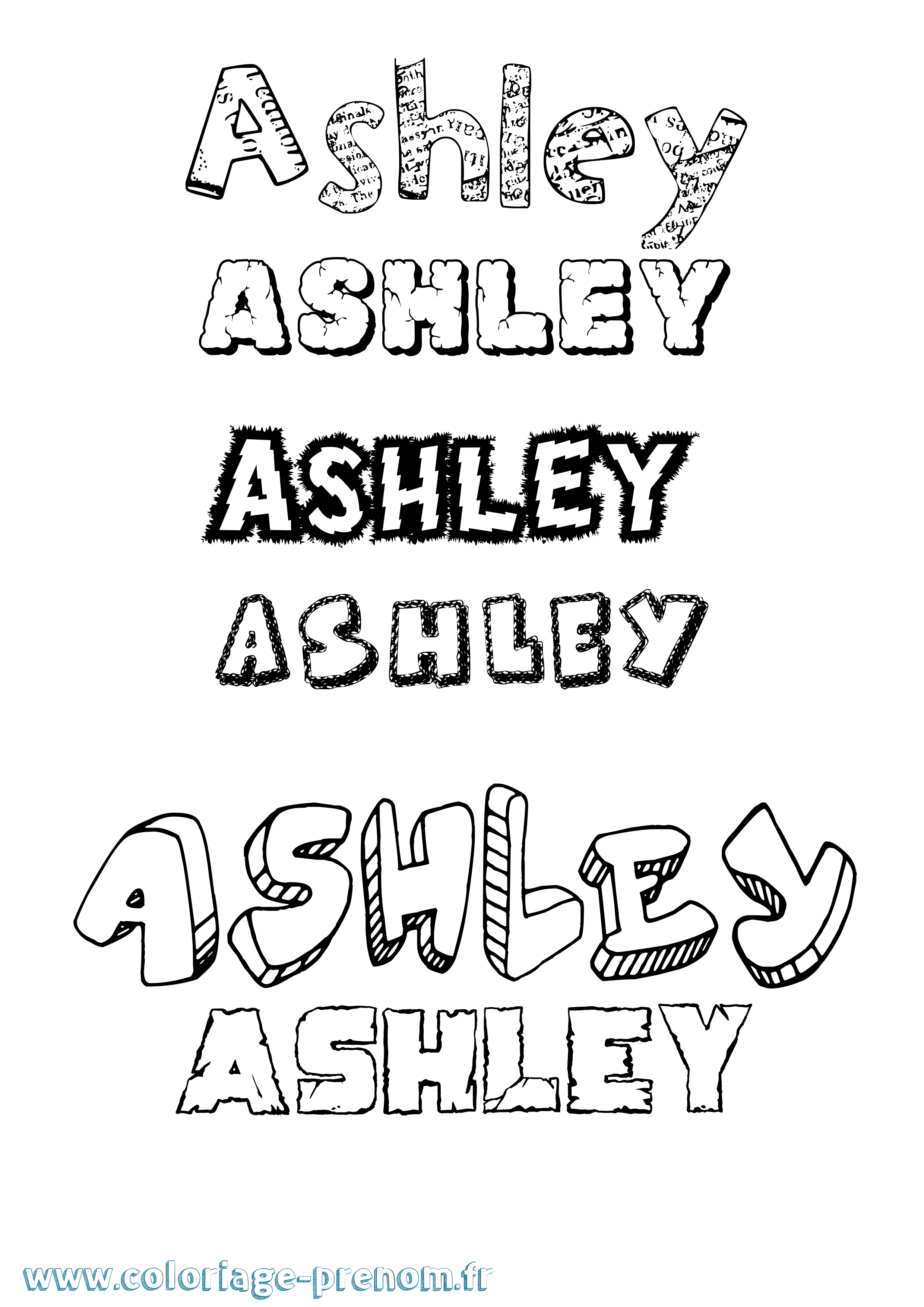 Coloriage Ashley Destructuré Coloriage prénom Ashley Destructuré