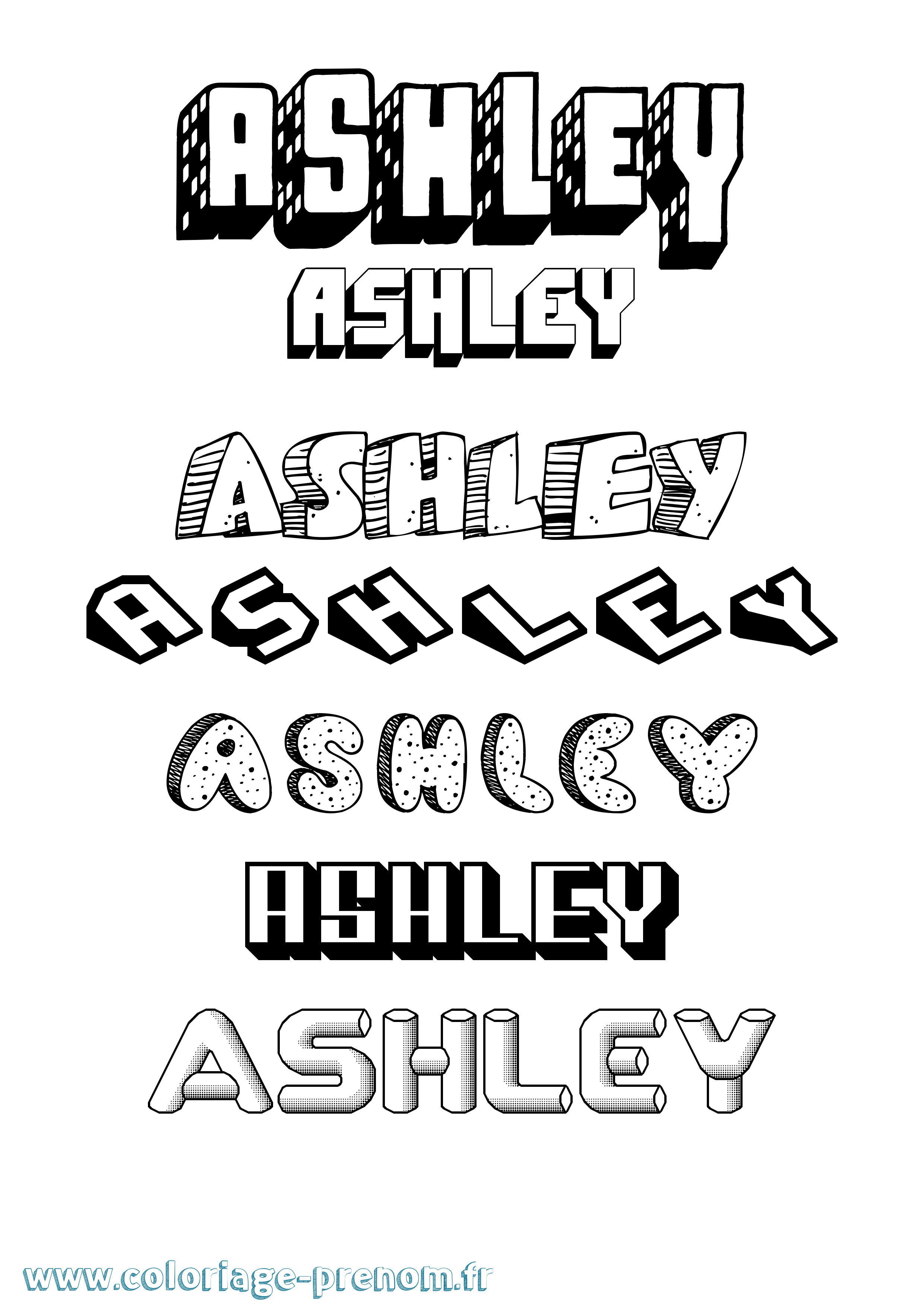 Coloriage prénom Ashley Effet 3D
