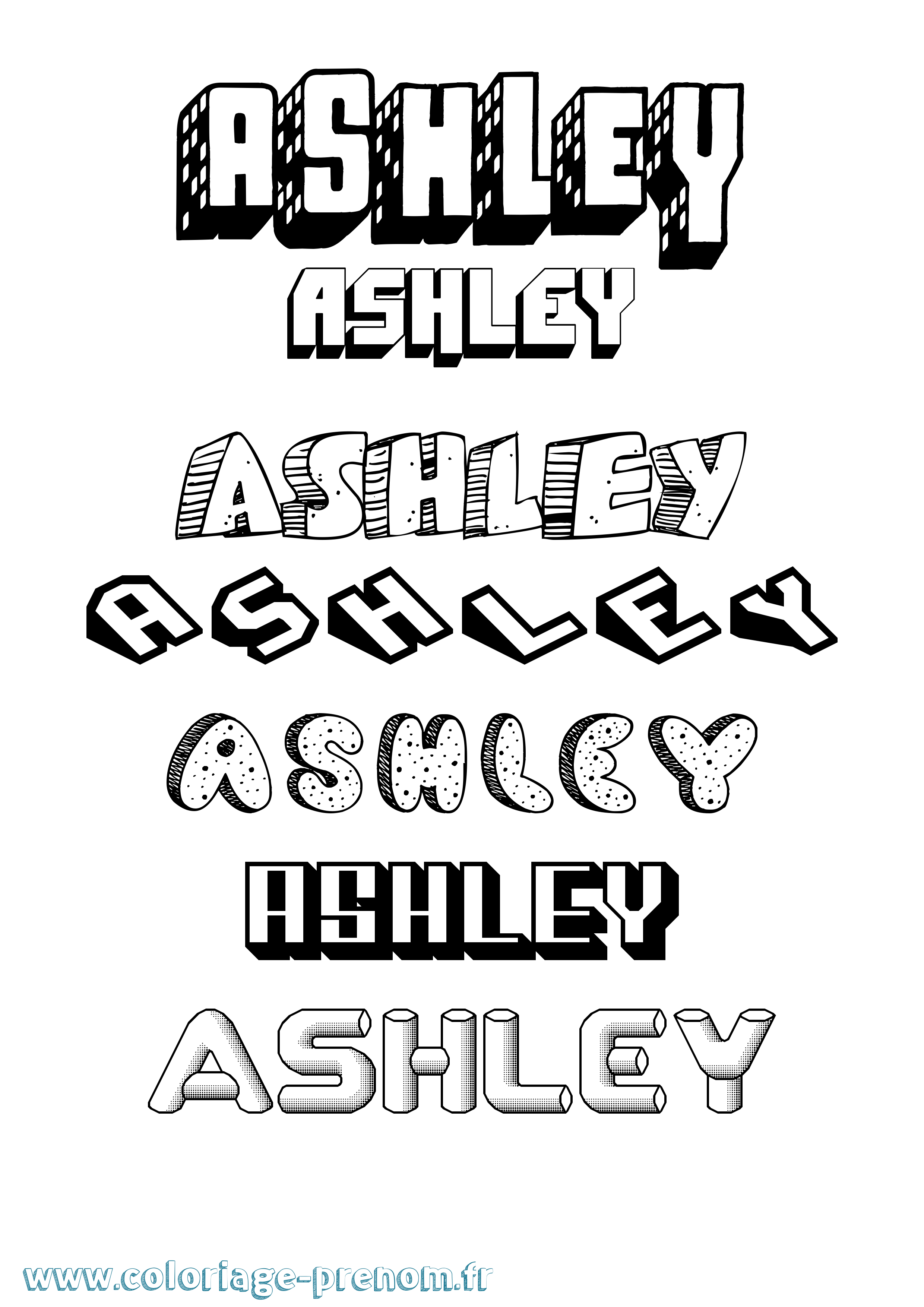 Coloriage Ashley Effet 3D Coloriage prénom Ashley Effet 3D