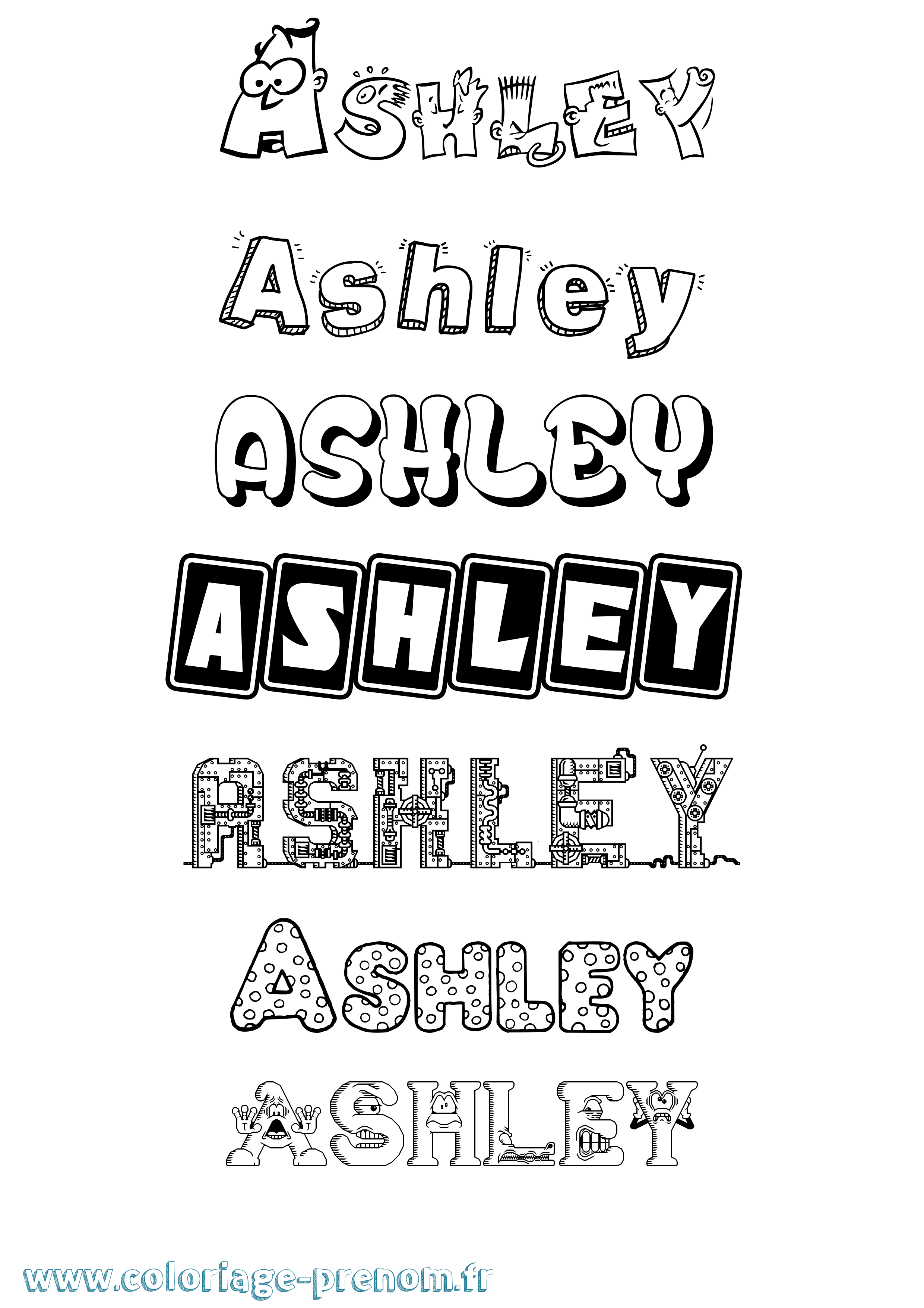 Coloriage Ashley Fun Coloriage prénom Ashley Fun