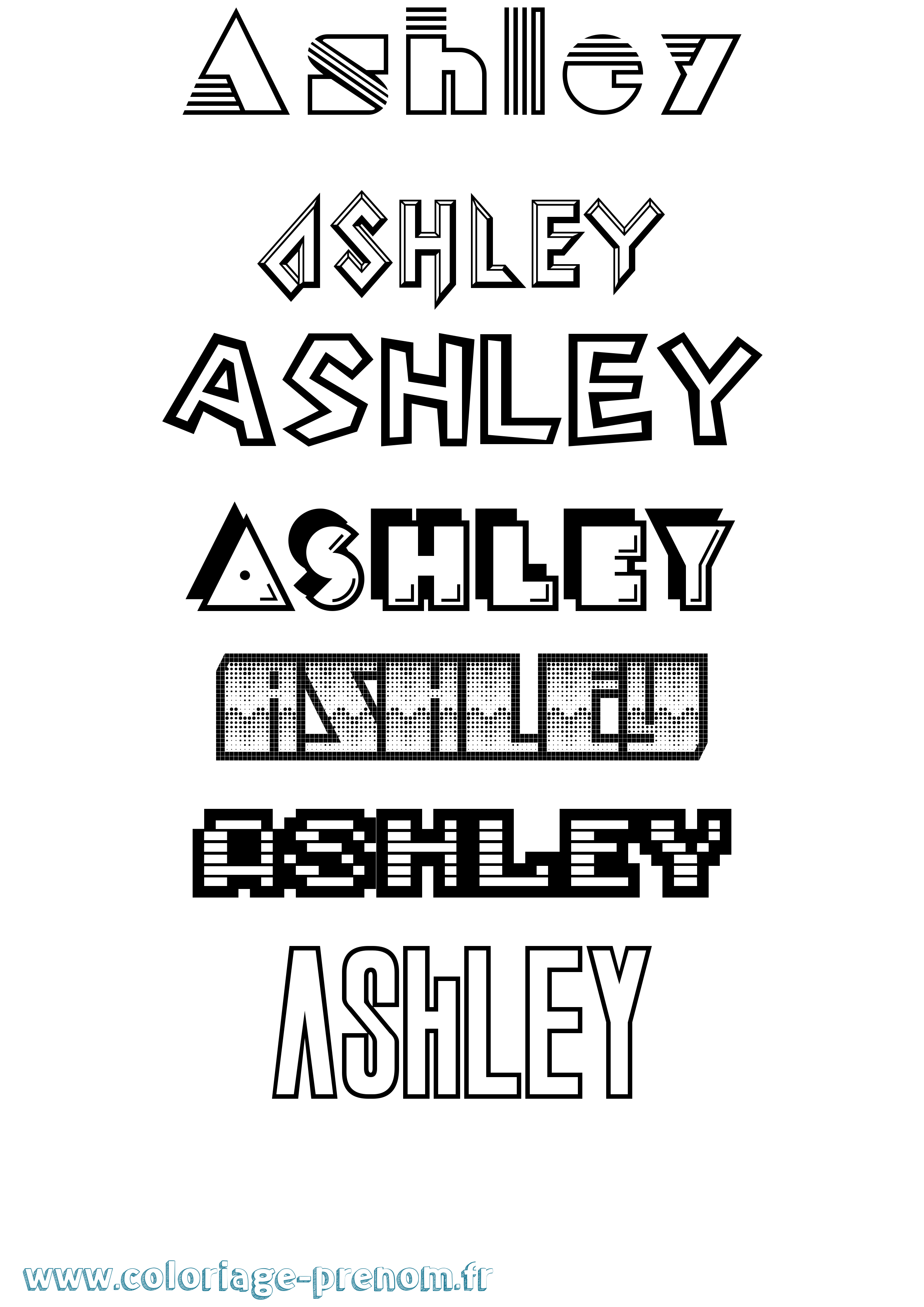 Coloriage prénom Ashley Jeux Vidéos