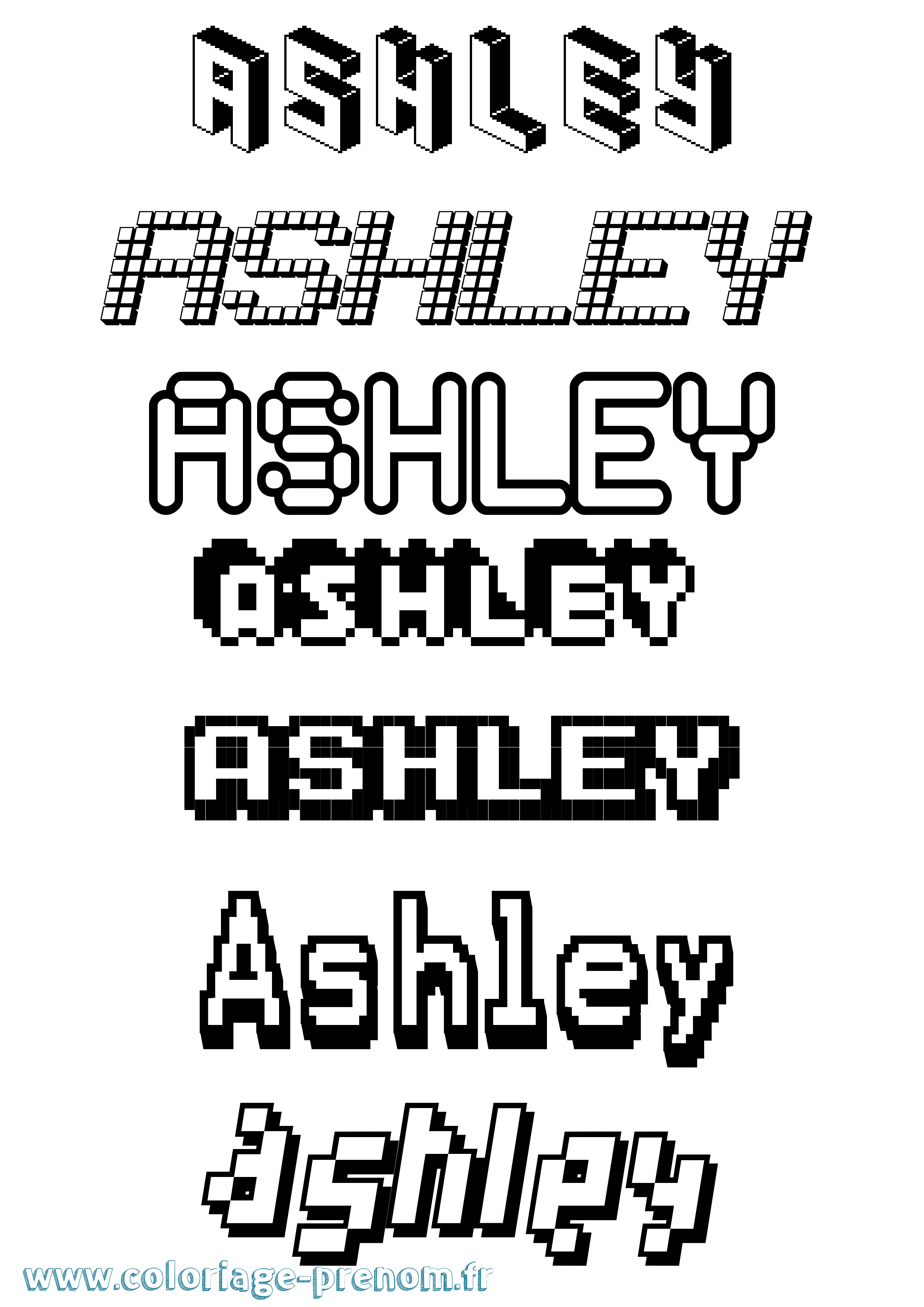 Coloriage prénom Ashley Pixel