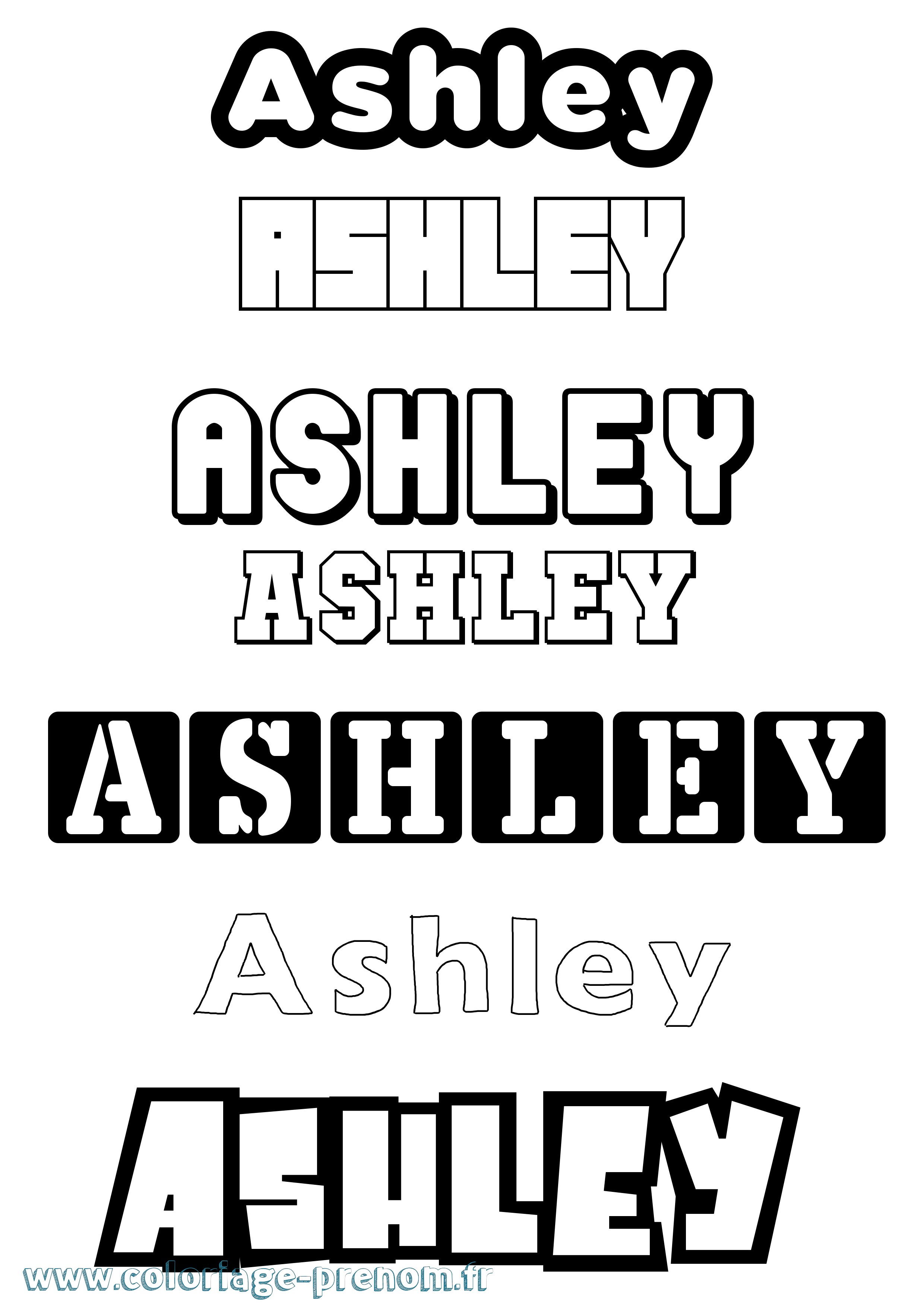 Coloriage Ashley Simple Coloriage prénom Ashley Simple