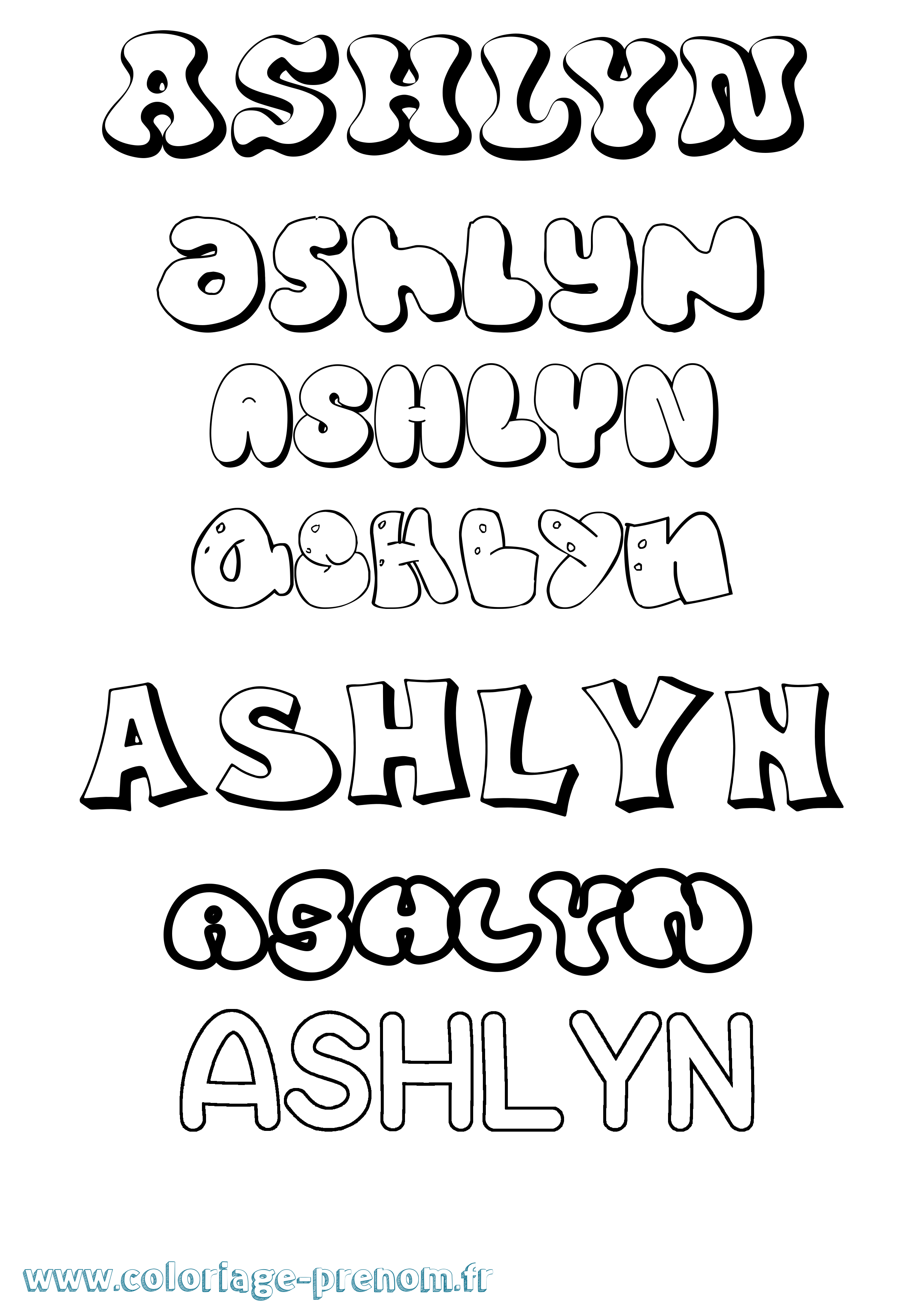 Coloriage Ashlyn Bubble Coloriage prénom Ashlyn Bubble