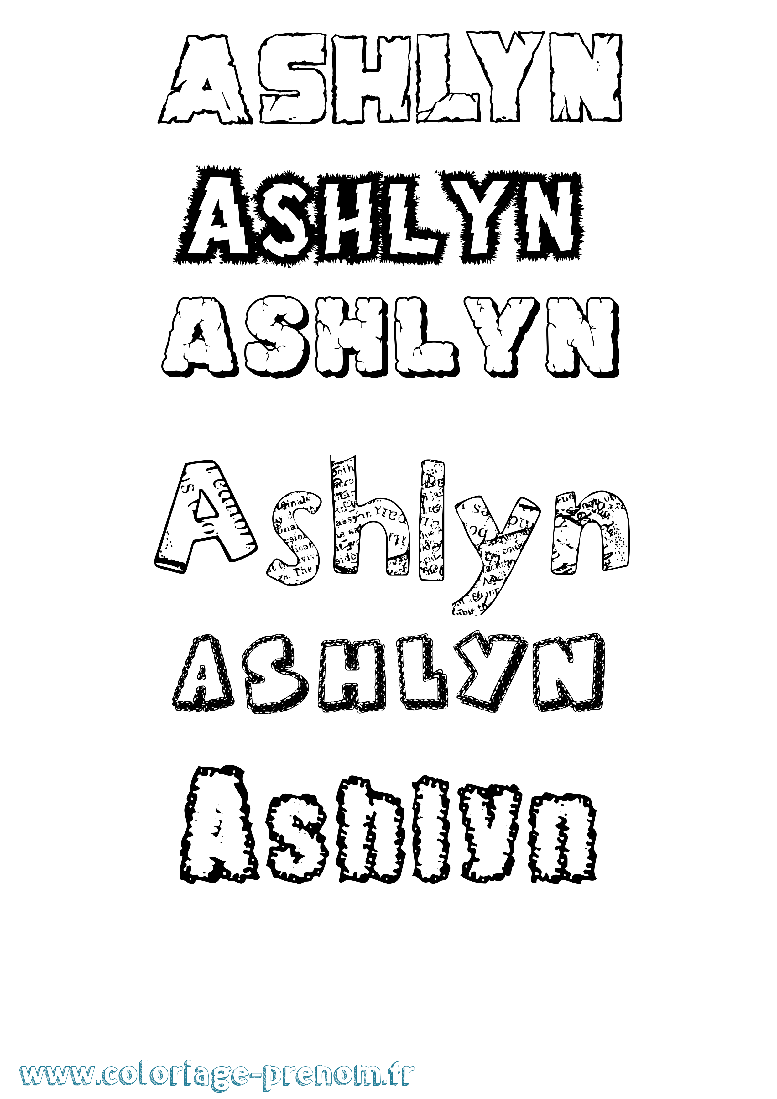 Coloriage Ashlyn Destructuré Coloriage prénom Ashlyn Destructuré