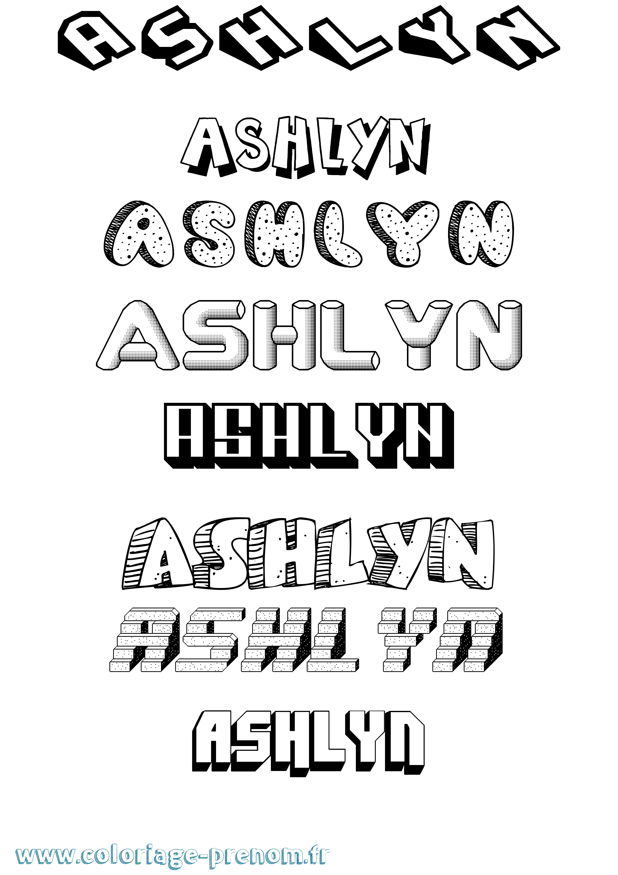 Coloriage Ashlyn Effet 3D Coloriage prénom Ashlyn Effet 3D